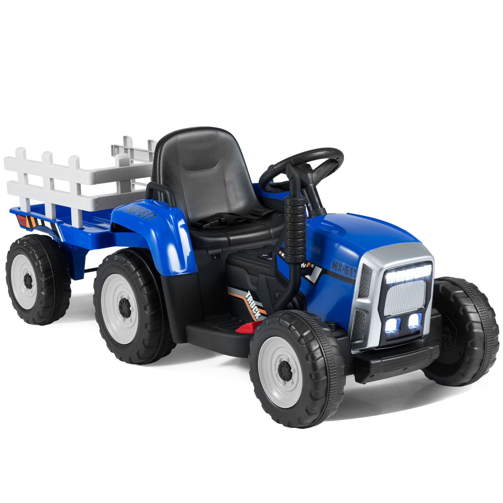 Dziecięcy traktor elektryczny z odłączaną przyczepą