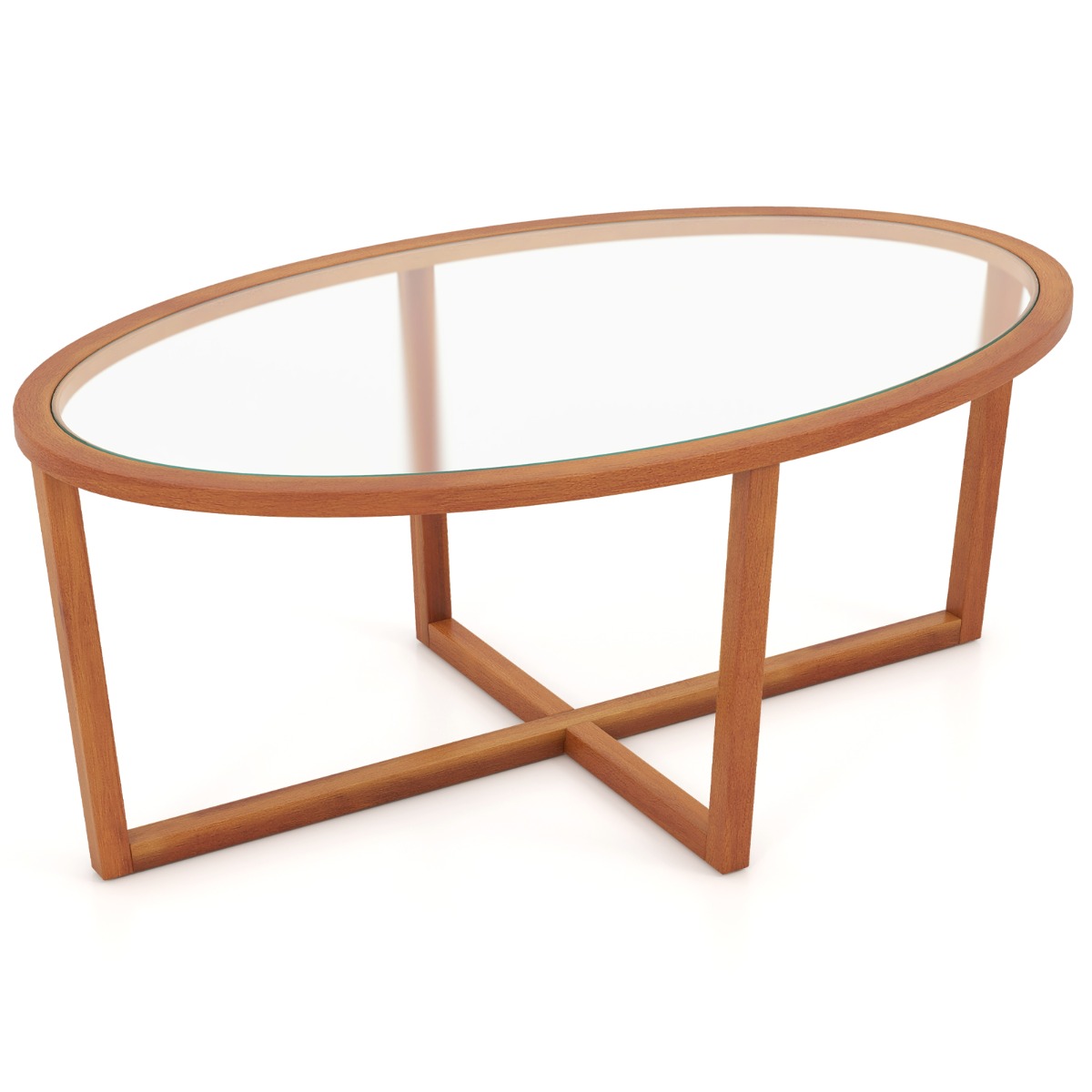 Szklany owalny stolik kawowy