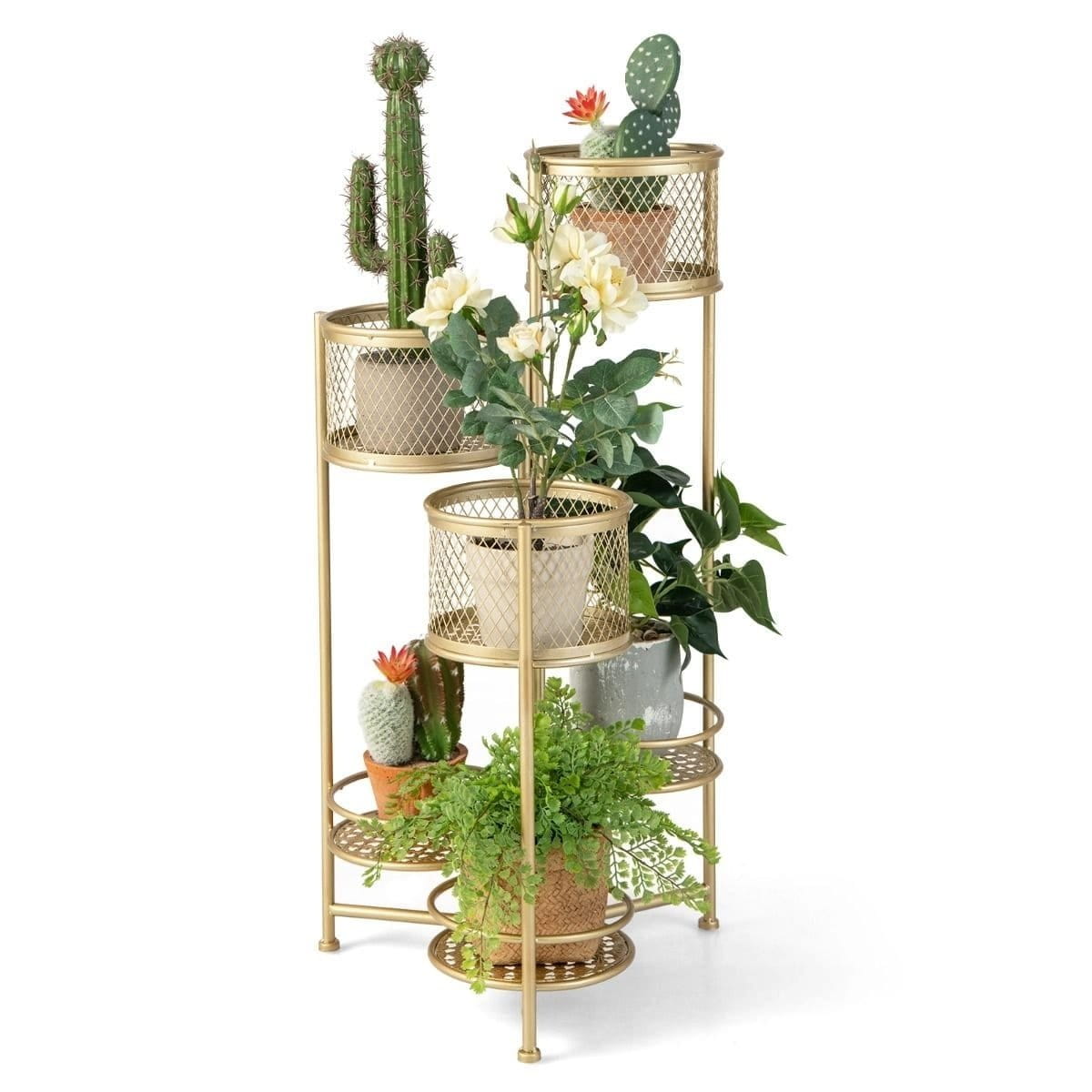 Kwietnik stojak na rośliny złoty