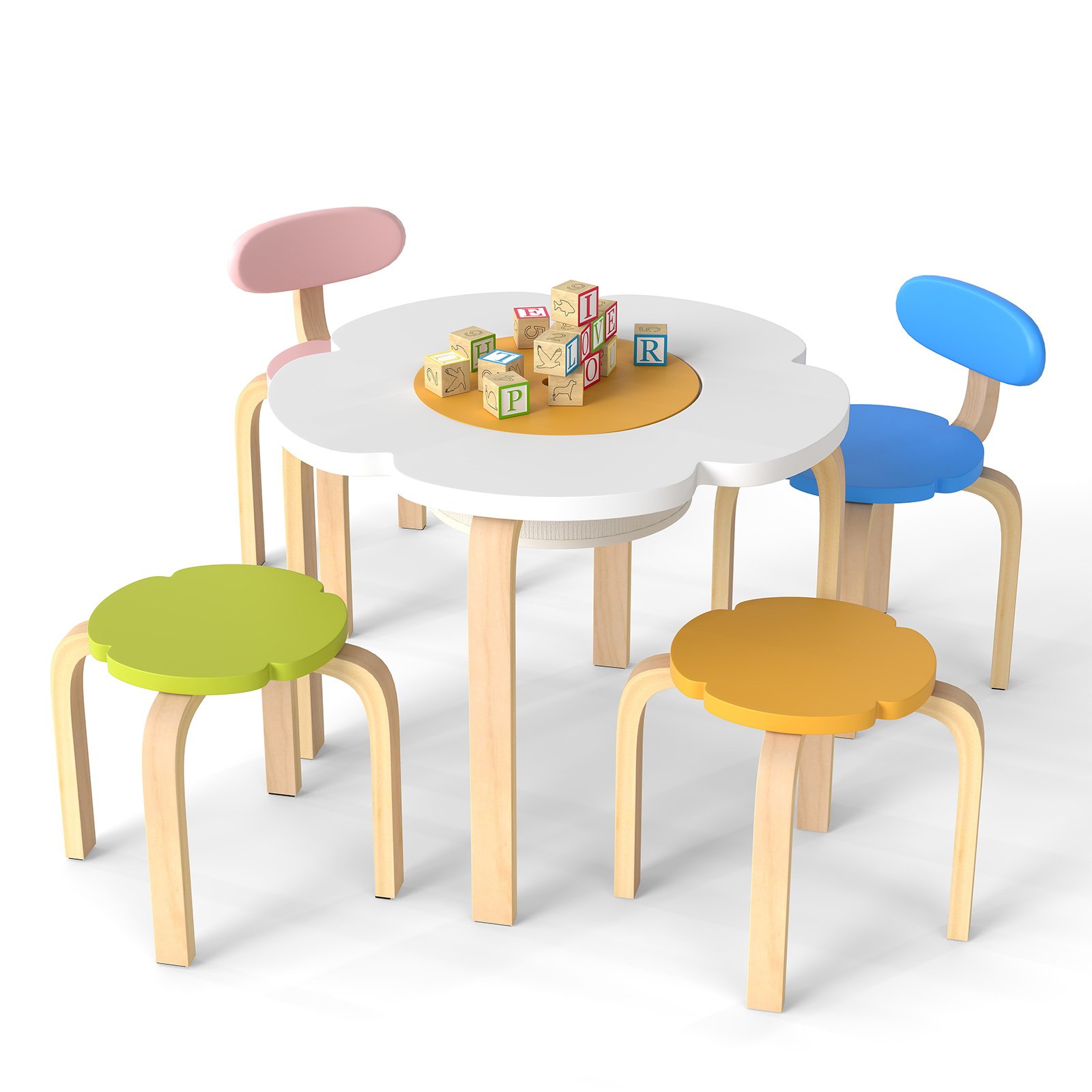 Zestaw Stolik i krzesła dla dzieci 5-częściowy Motyw kwiatków