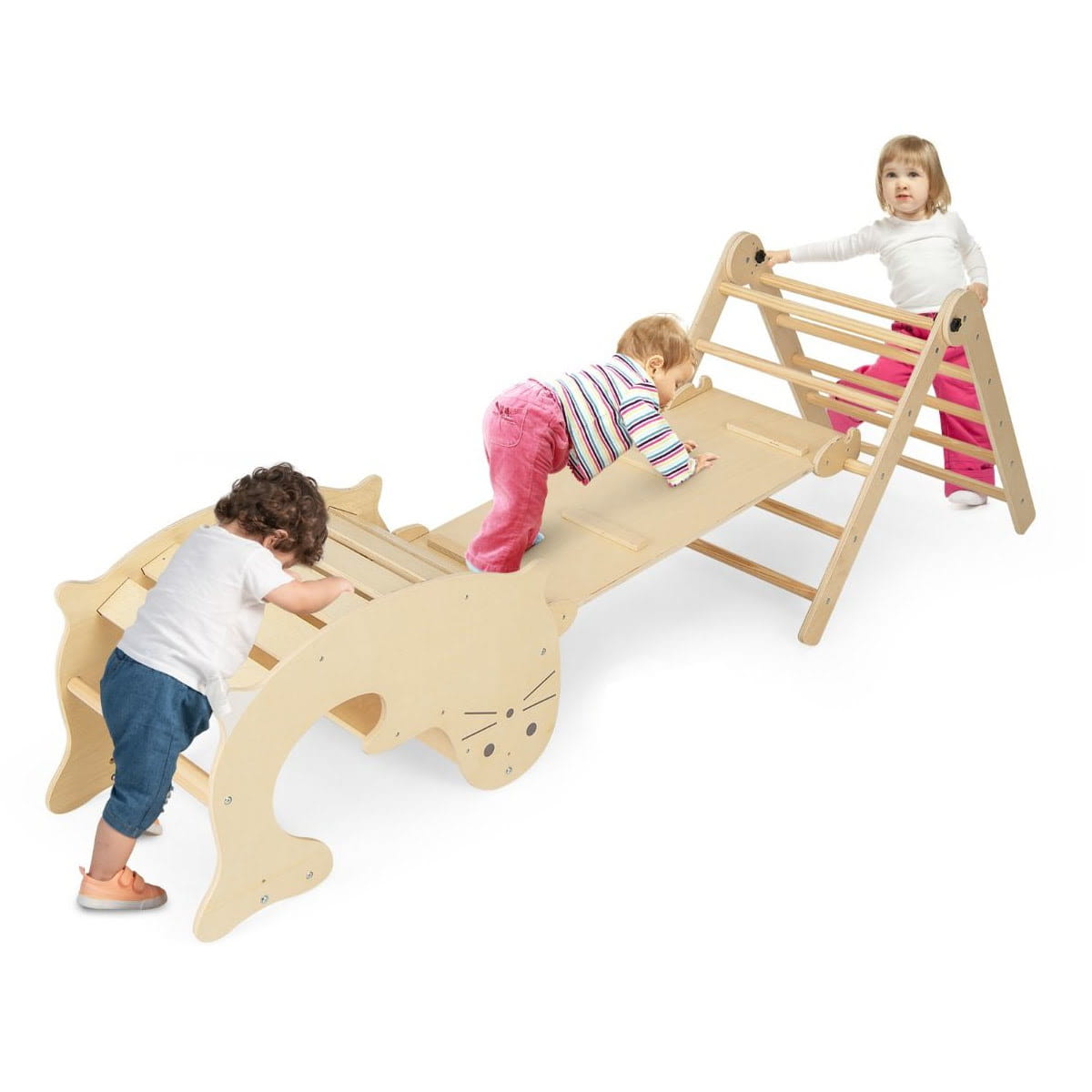 Drewniany zestaw wspinaczkowy dla dzieci 7w1