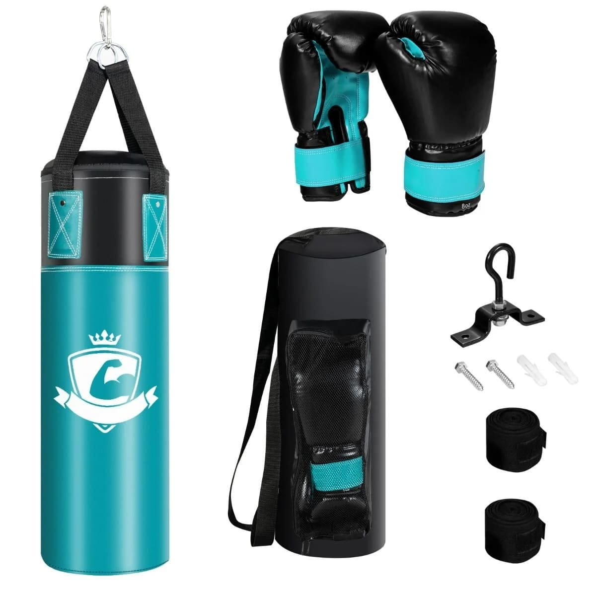 Zestaw bokserski worek treningowy 60 cm rękawice owijki