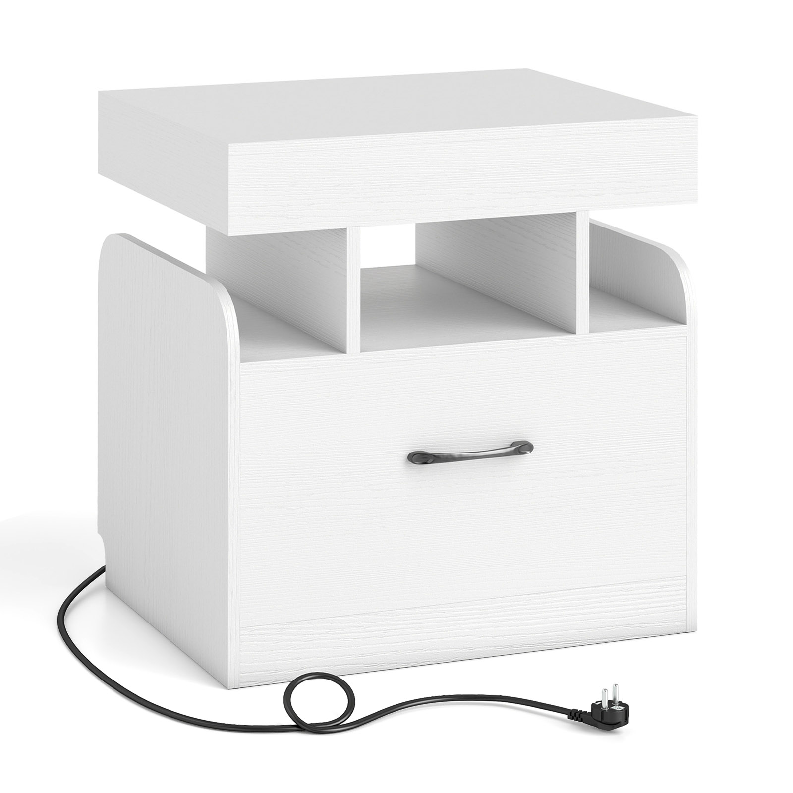Szafka nocna ze stacją ładującą 50 x 40 x 55 cm biała