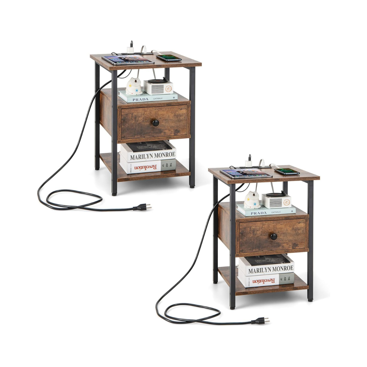 Zestaw Szafka nocna ze stacją ładującą 2 szt.