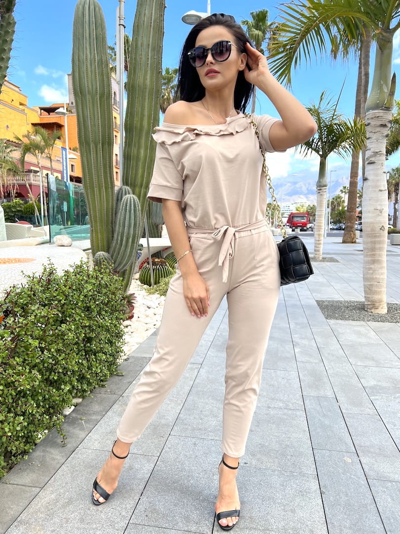 Beżowy Kombinezon 7697-05-A