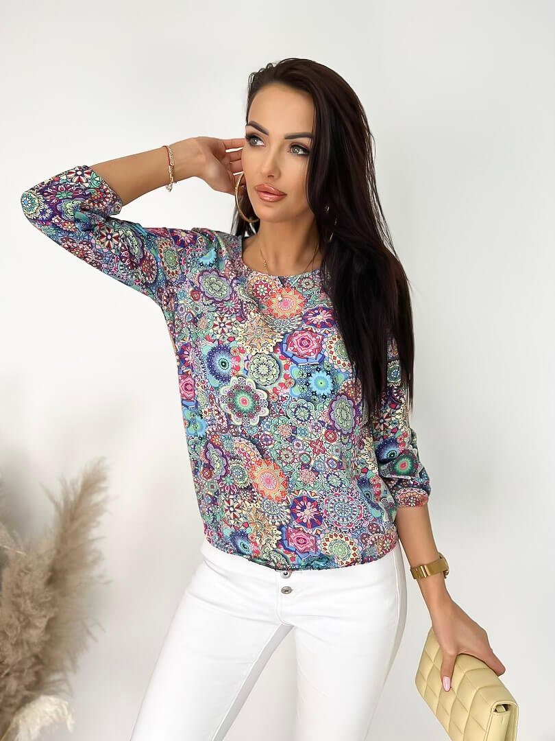 Kolorowa Bluzka w Orientalny Wzór 9450-274