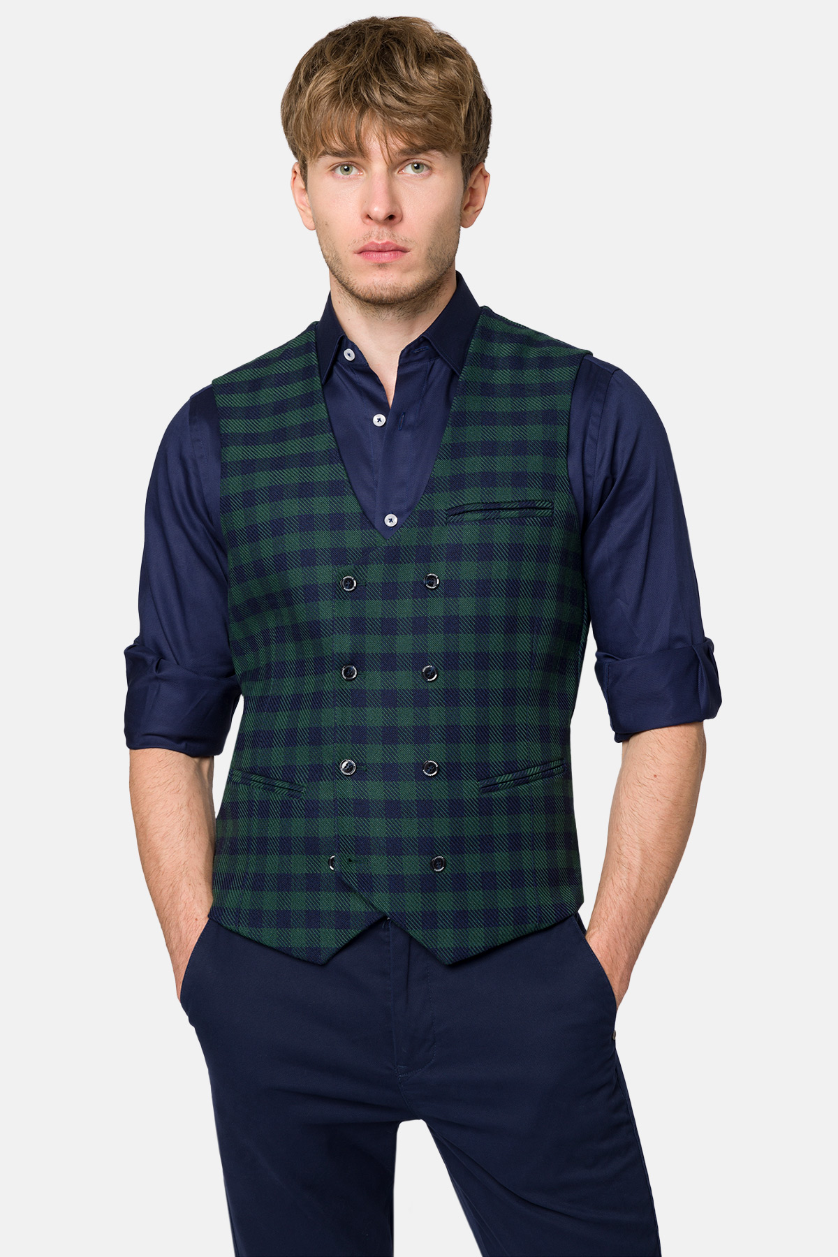 Kamizelka Zielona w Kratę Hillside