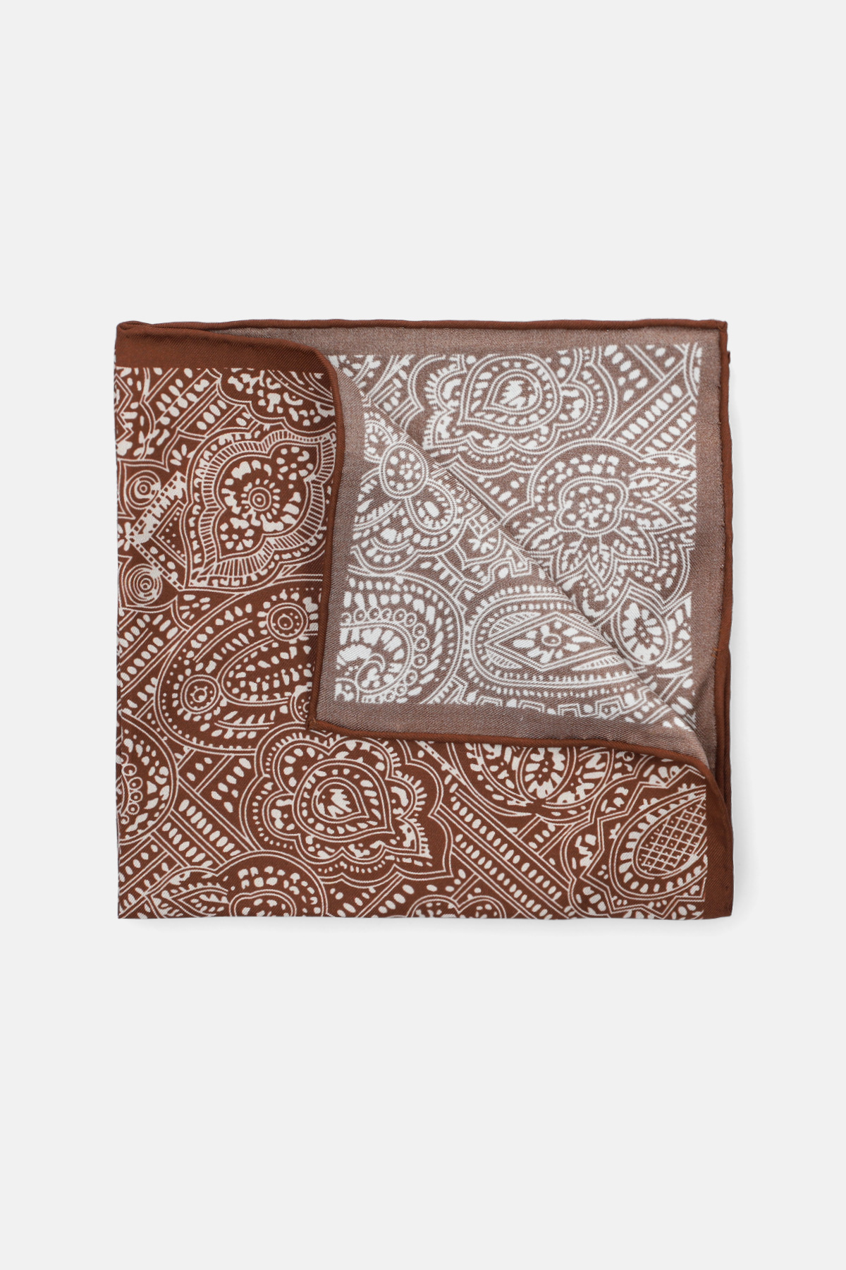 Poszetka Jedwabna Brązowa Wzór
