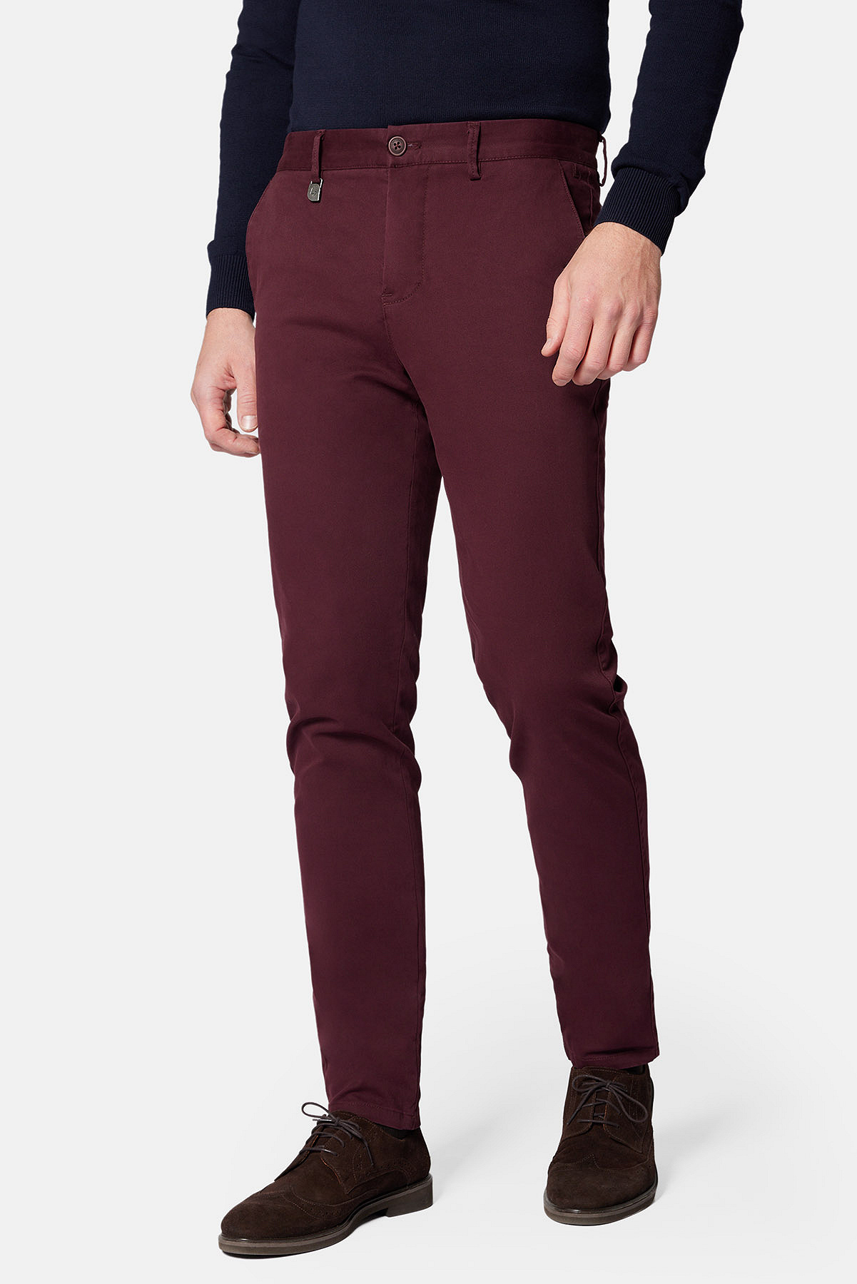 Spodnie Bordowe Chino z Bawełną Monaco