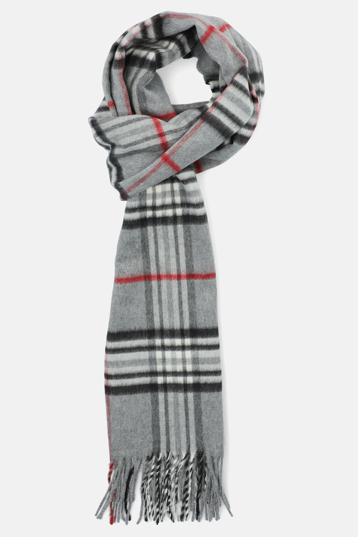 Szal Szary w Dużą Kratę Tartan Unisex