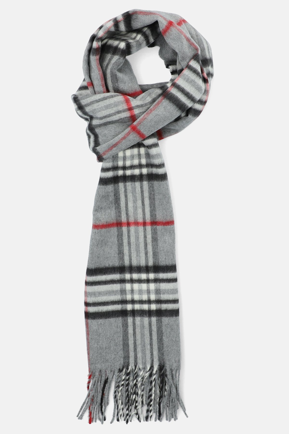 Szal Szary w Dużą Kratę Tartan Unisex