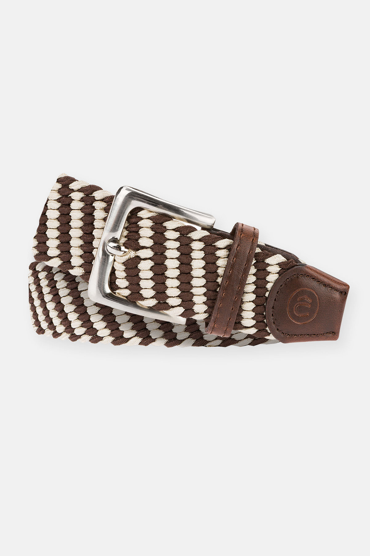 Pasek Pleciony Brązowo-Beżowy Braid