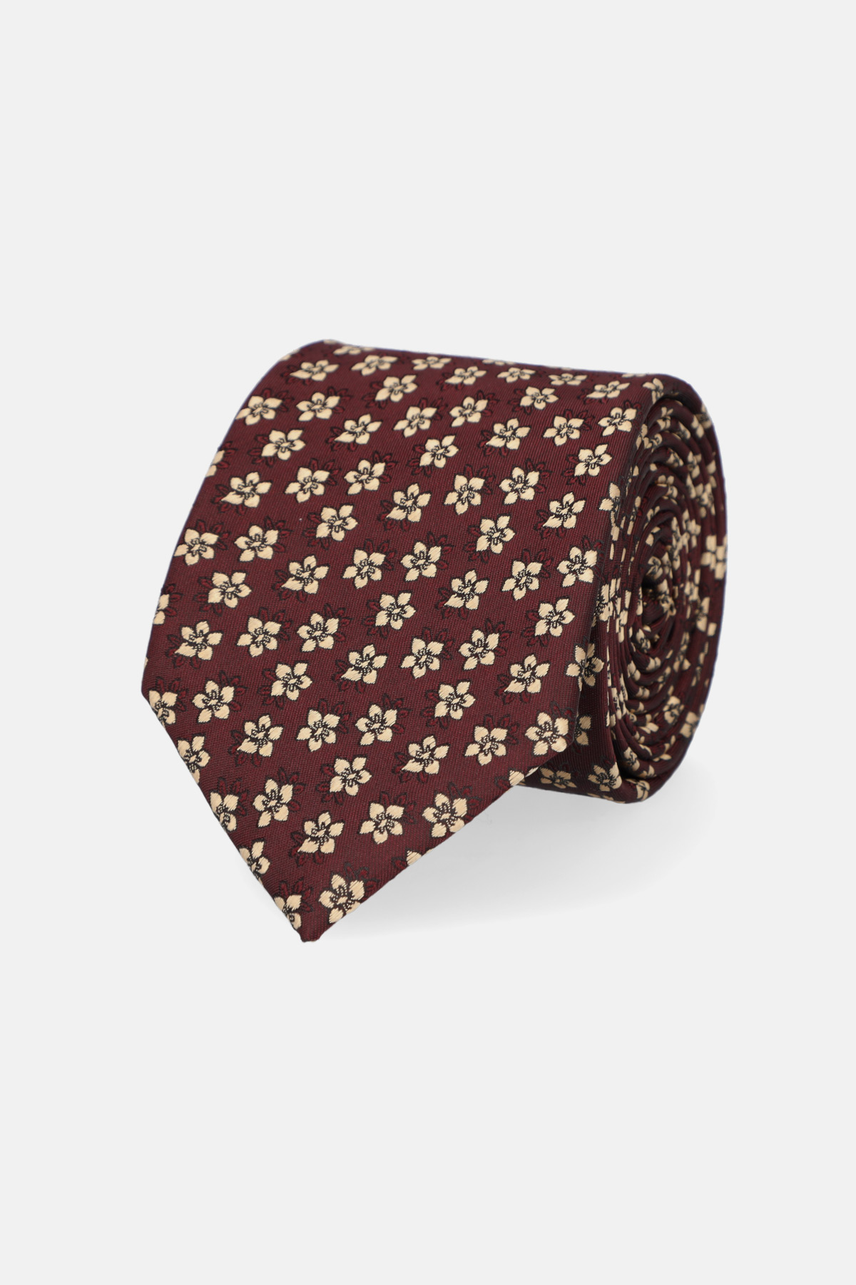 Krawat Bordowy w Kwiaty