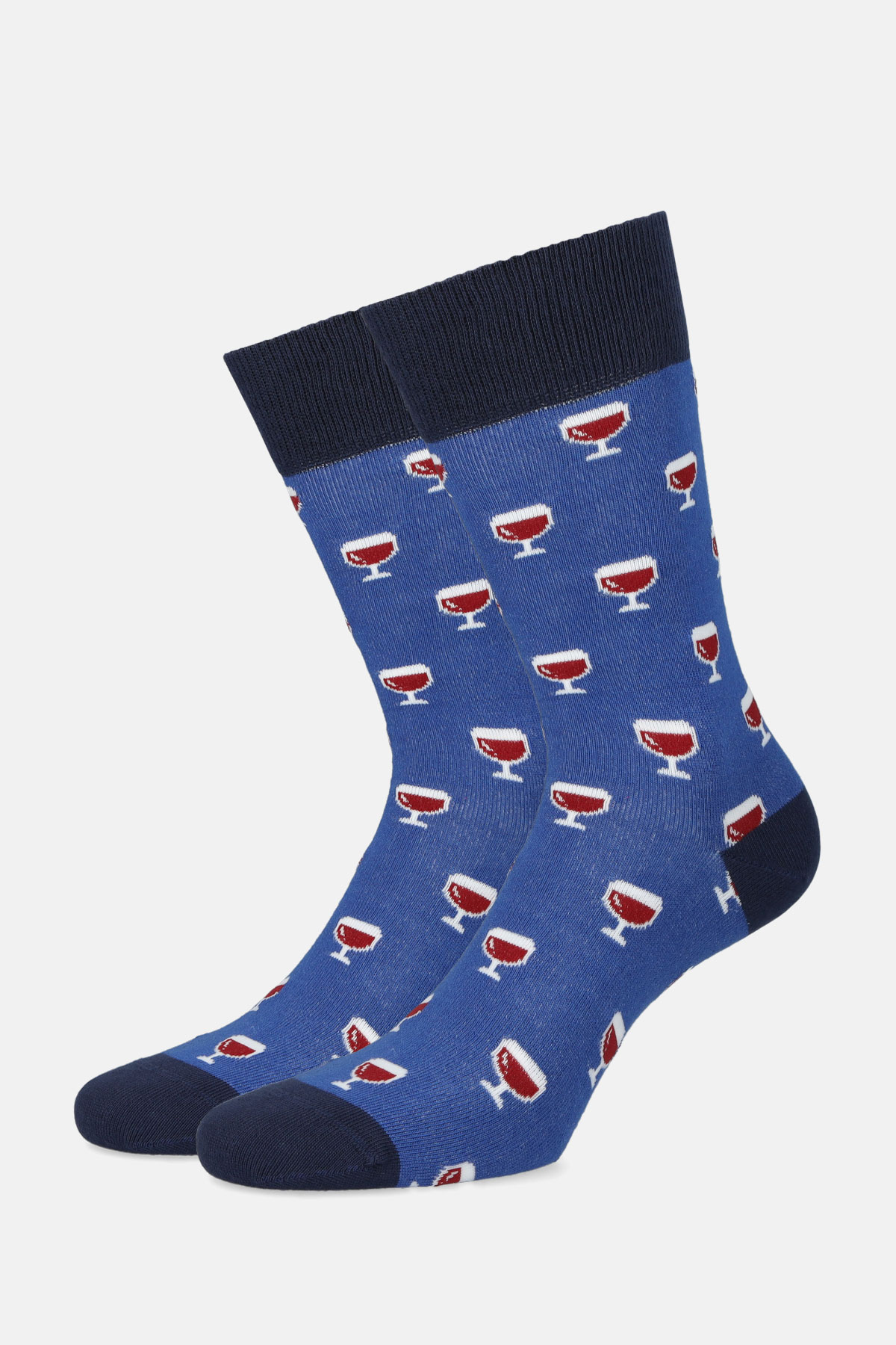 Skarpety Granatowo-Niebieskie w Kieliszki z Winem