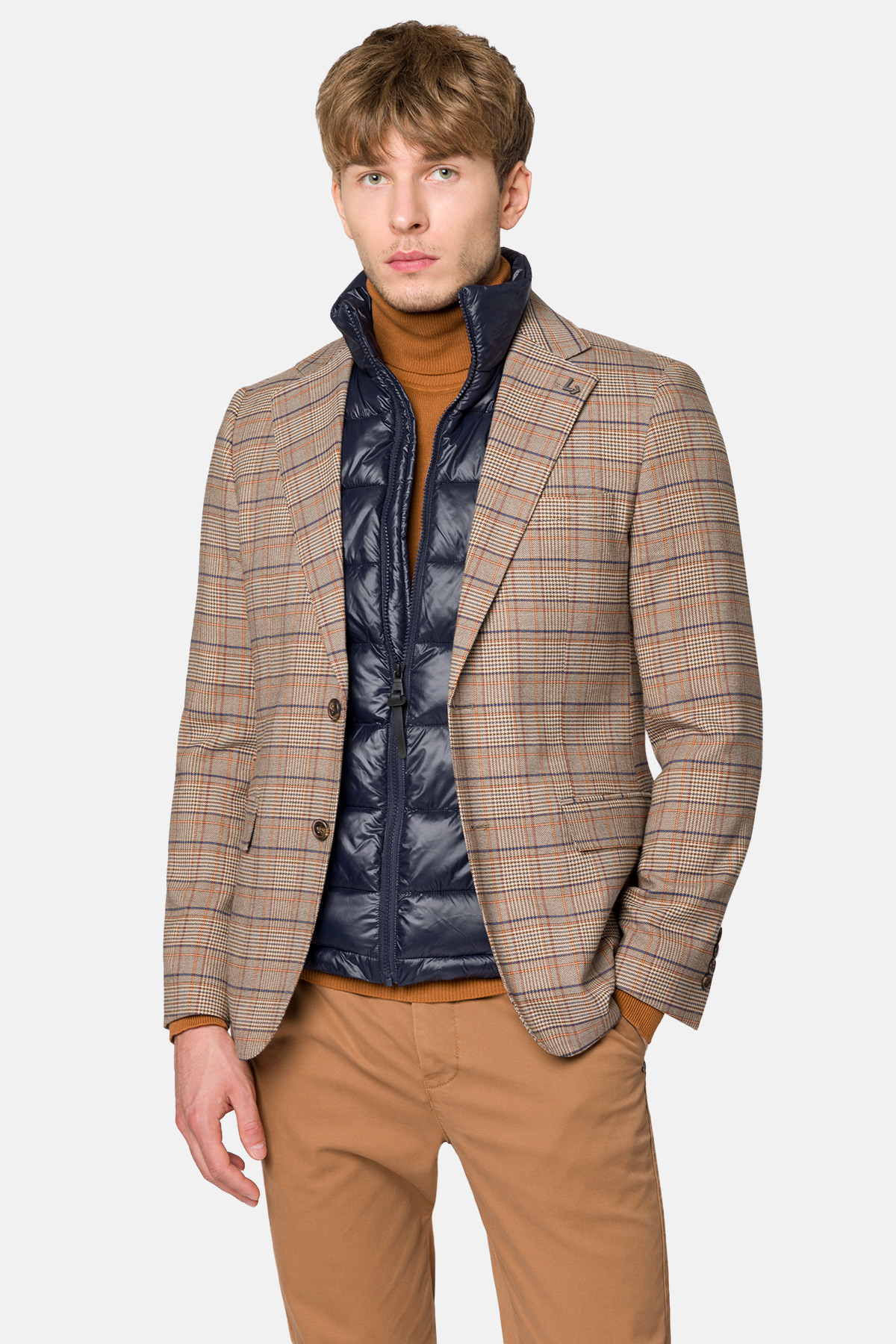 Marynarka Beżowa w Kratę Amberley