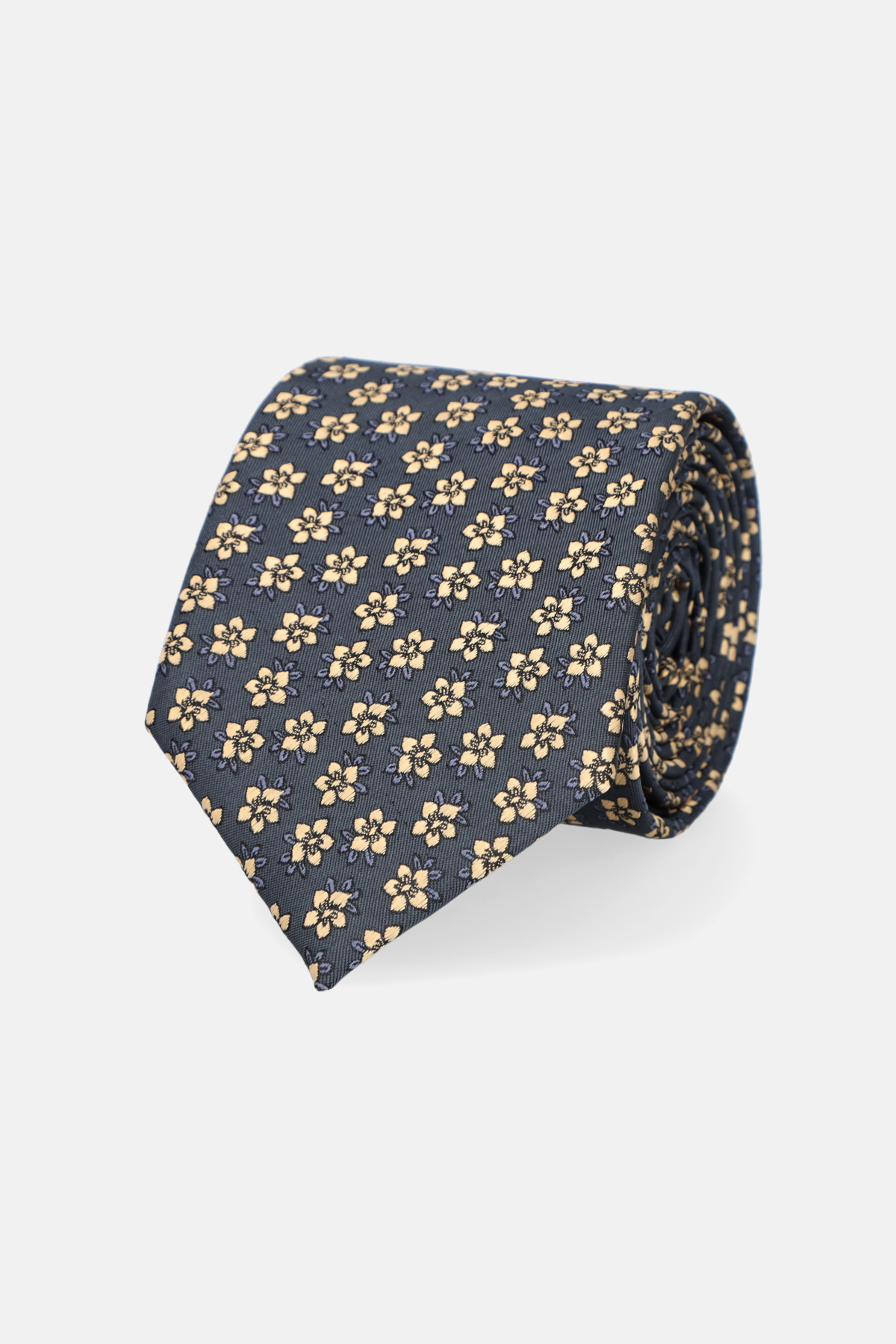 Krawat Granatowy w Kwiaty