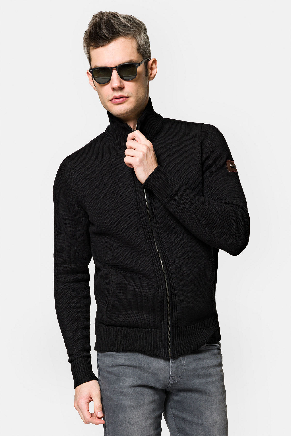 Sweter Czarny Bawełniany Rozpinany Nate