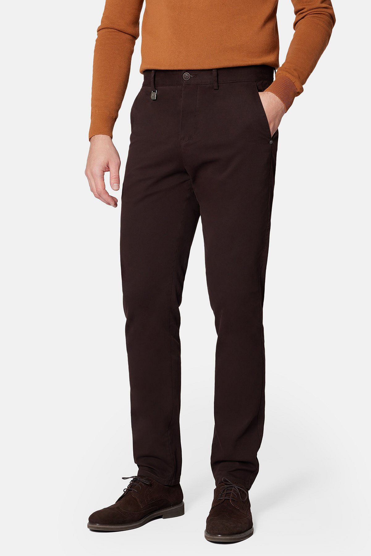 Spodnie Brązowe Chino z Bawełną Monaco