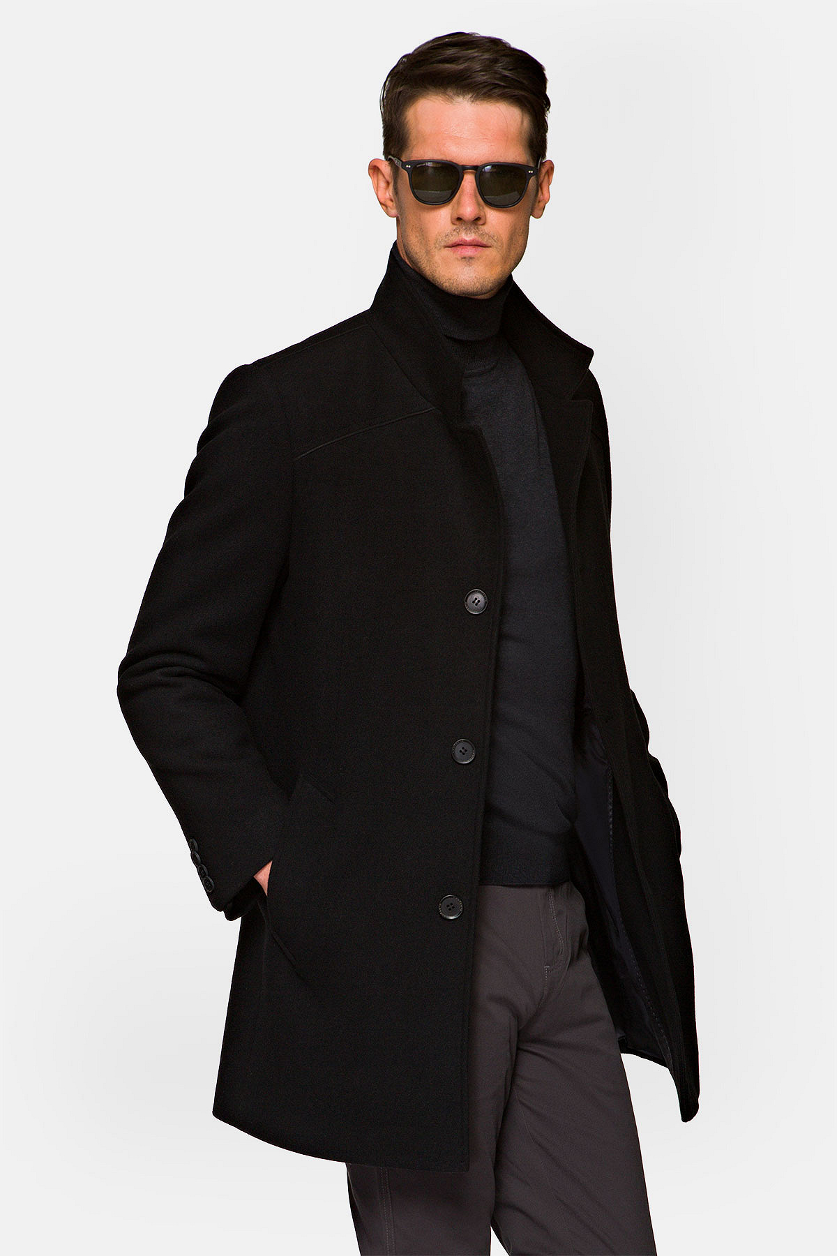 Płaszcz Czarny z Wełną Morgan