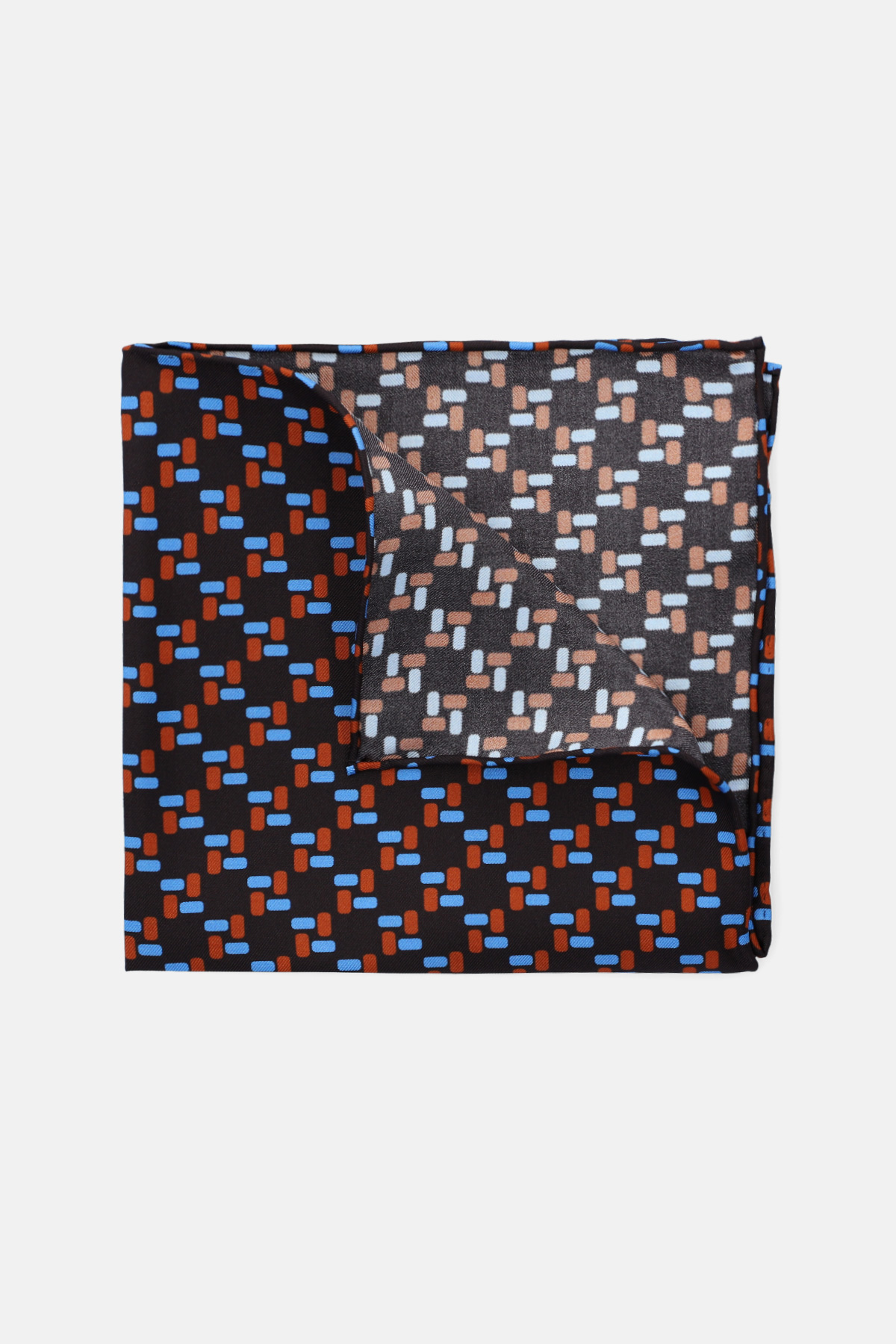 Poszetka Czarna Jedwabna w Geometryczny Wzór