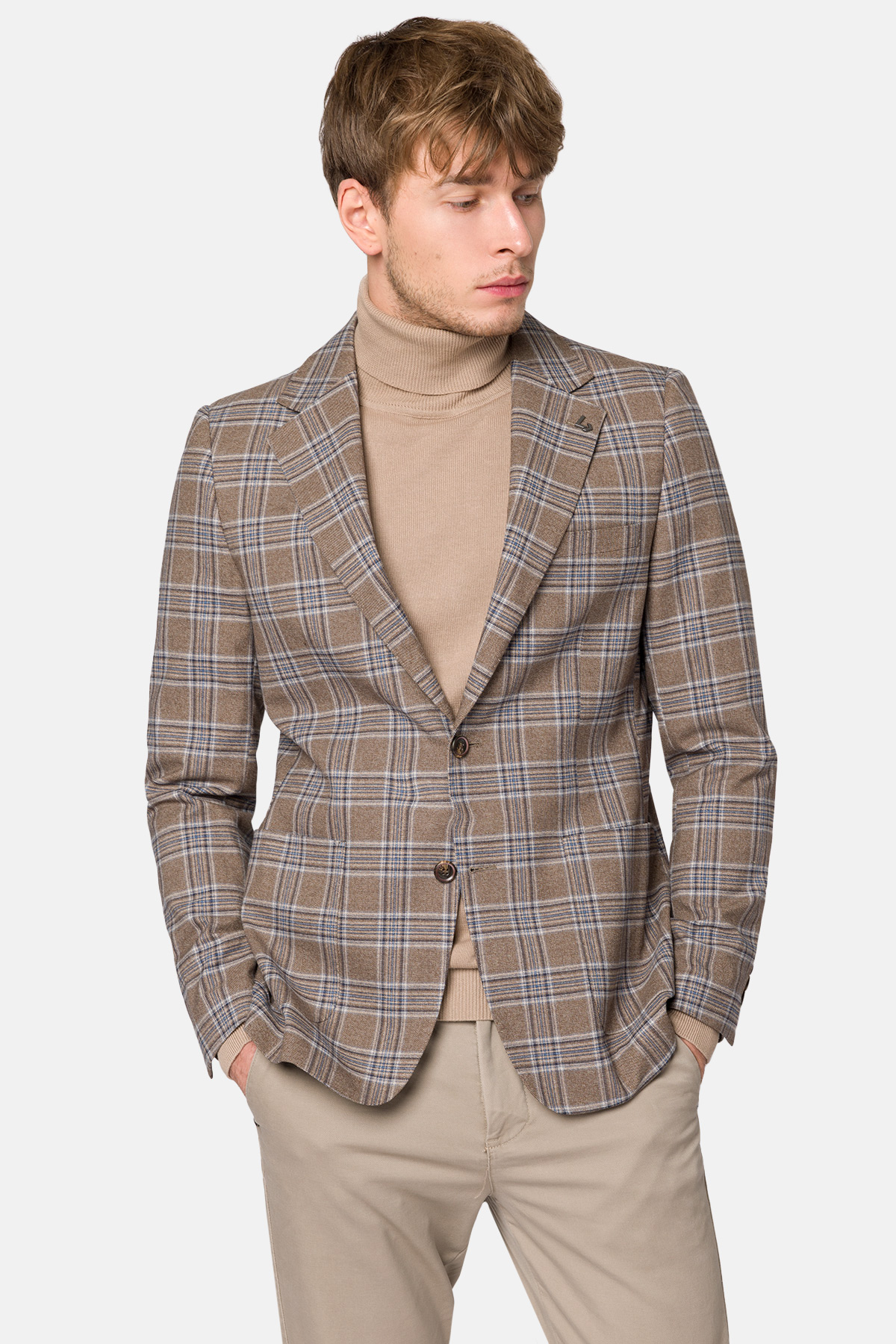 Marynarka Beżowa w Kratę Falstone