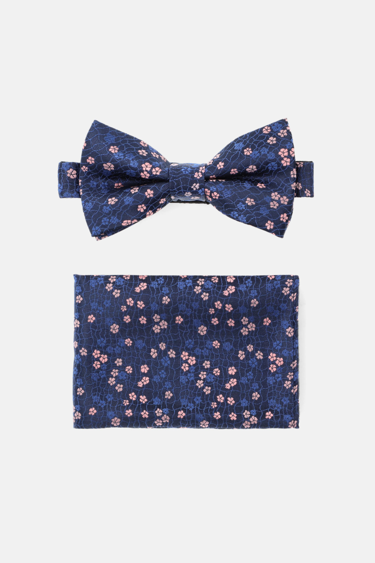 Mucha Granatowa Plus Poszetka Wzór w Kwiaty