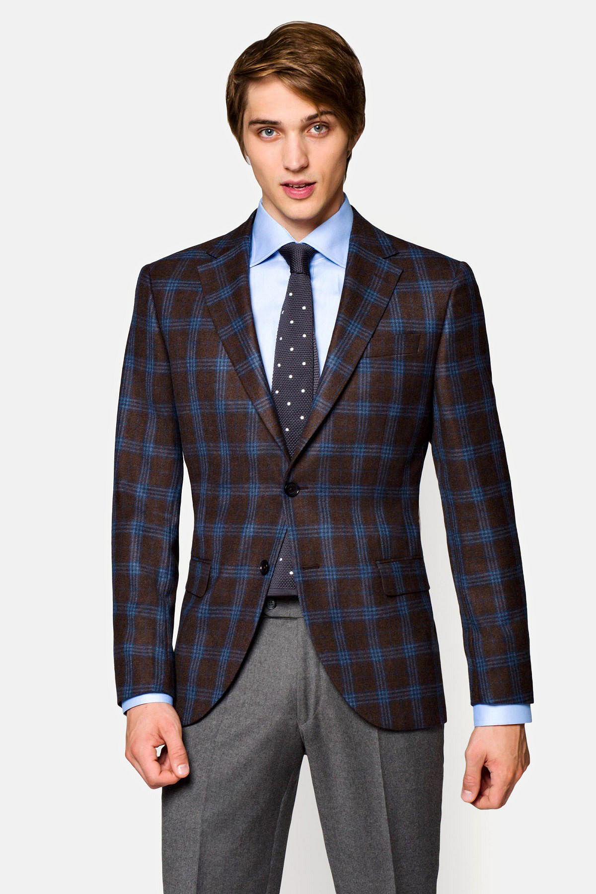 Marynarka Brązowa Wełniana w Kratę Lorentia