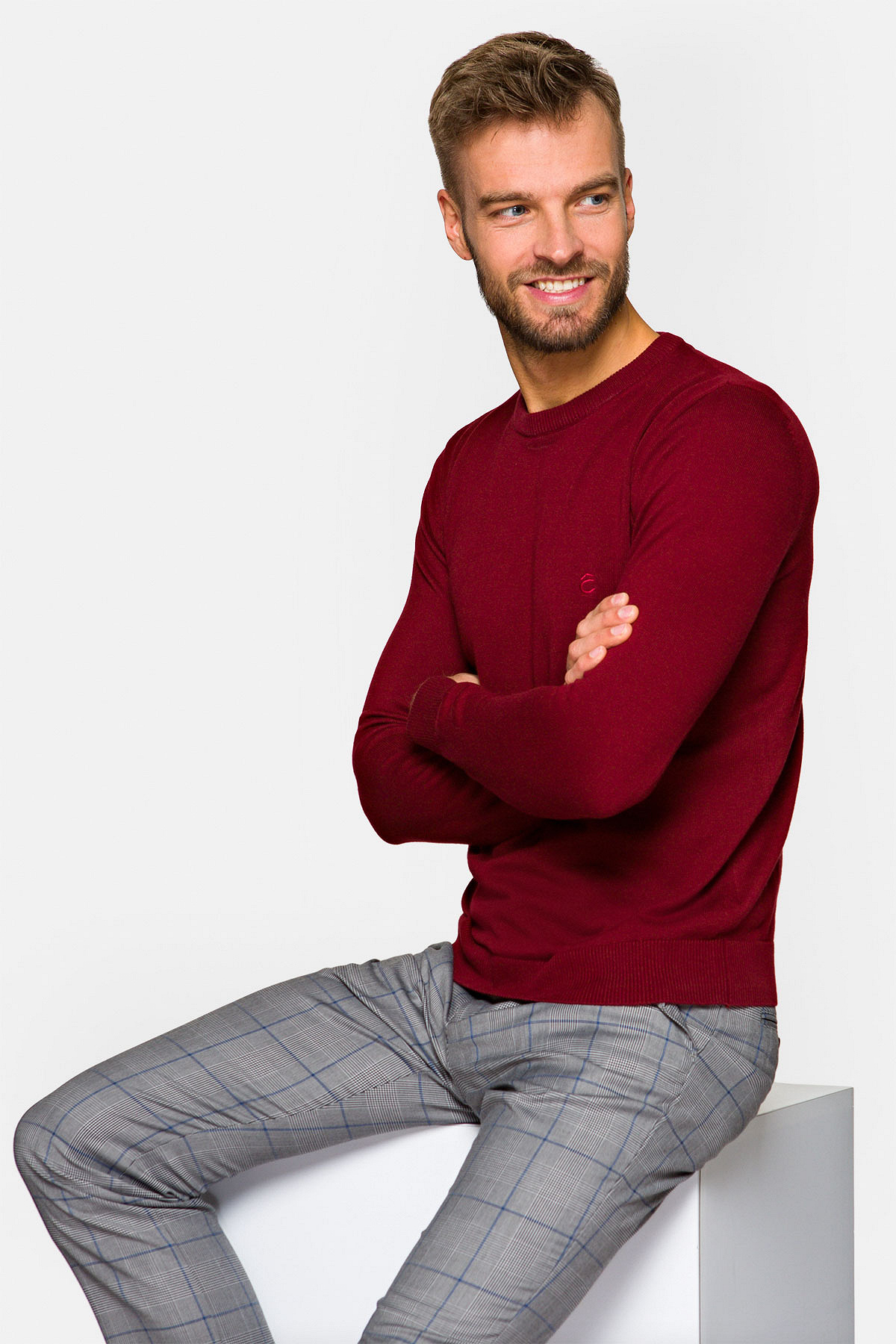 Sweter Bordowy Bawełniany Keegan