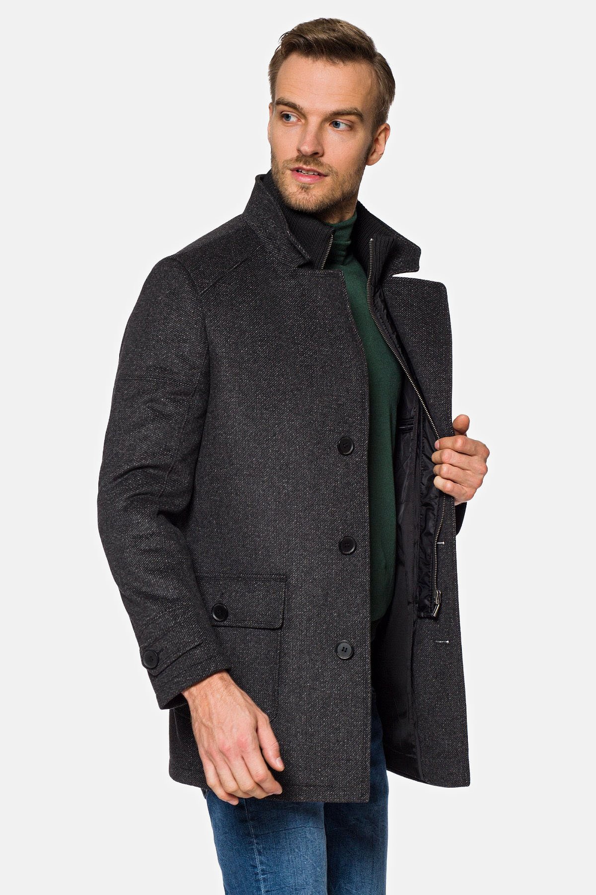 Płaszcz ze Stójką Szary Timor