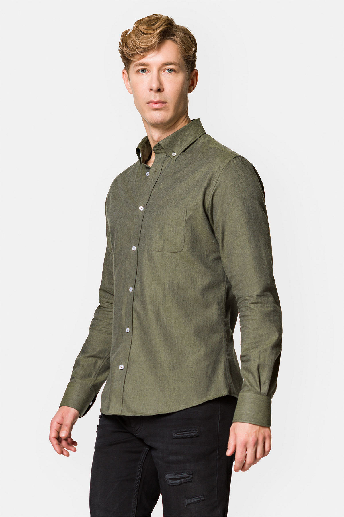 Koszula Zielona w Jodełkę Eusebia