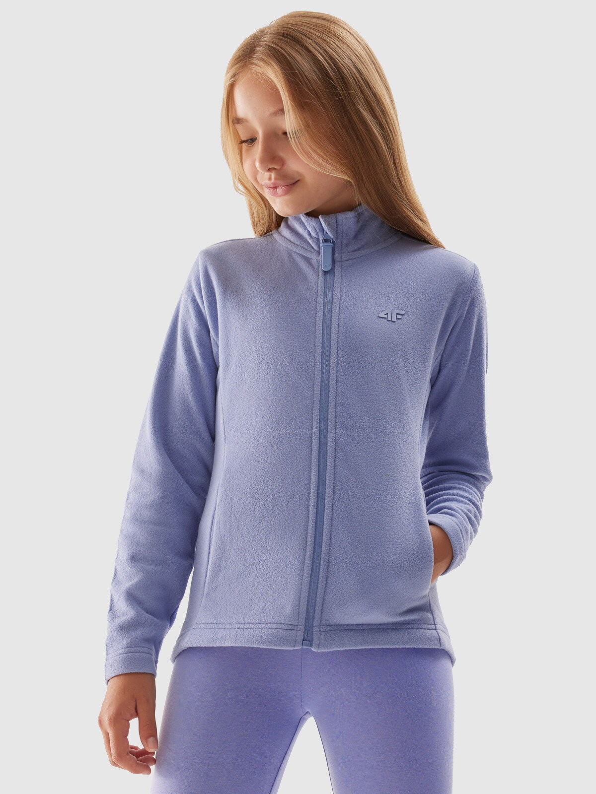 4F Polar ze stójką regular dziewczęcy - niebieski 146 (10-11 lat)