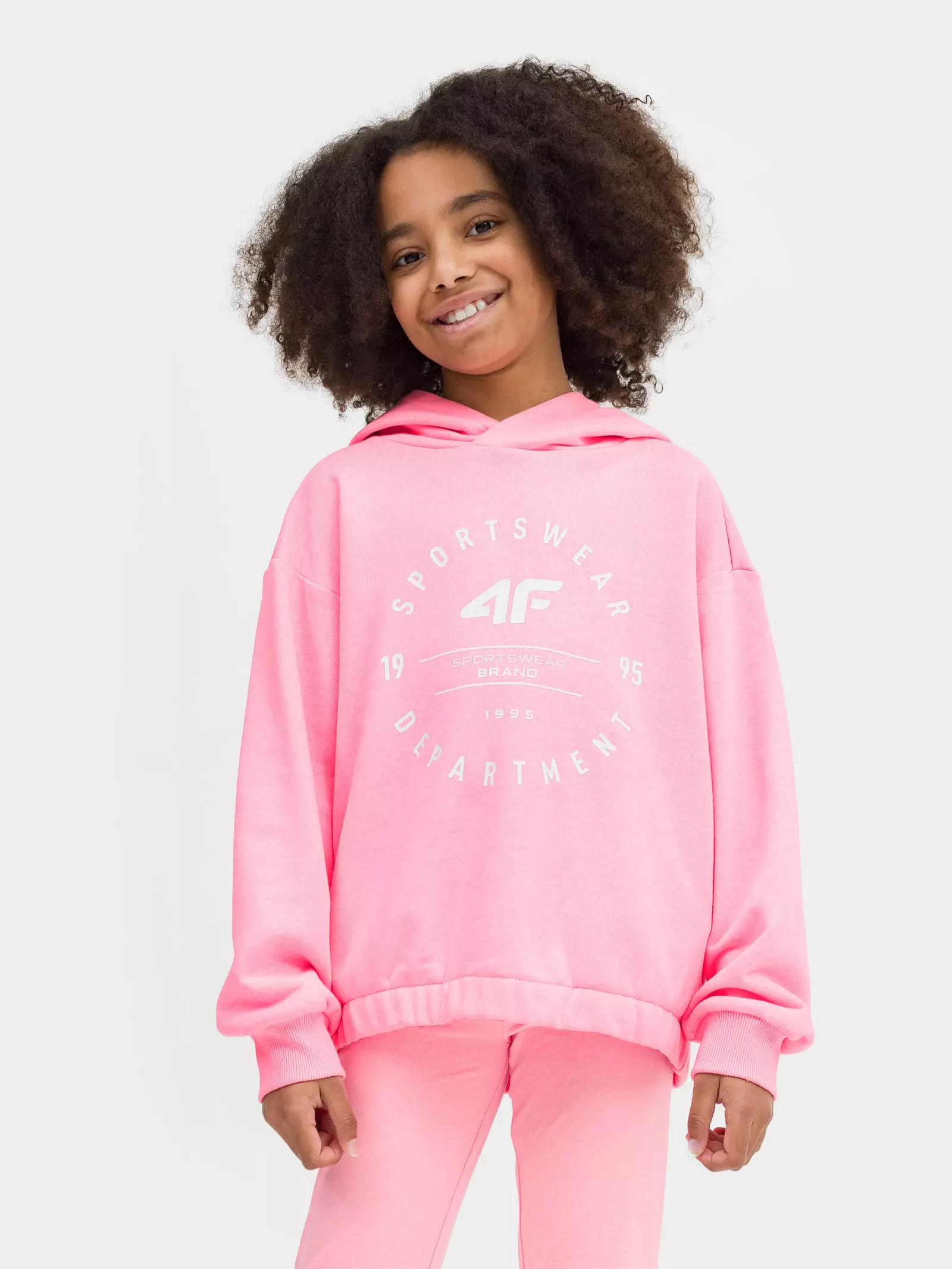 Bluza dresowa nierozpinana z kapturem dziewczęca