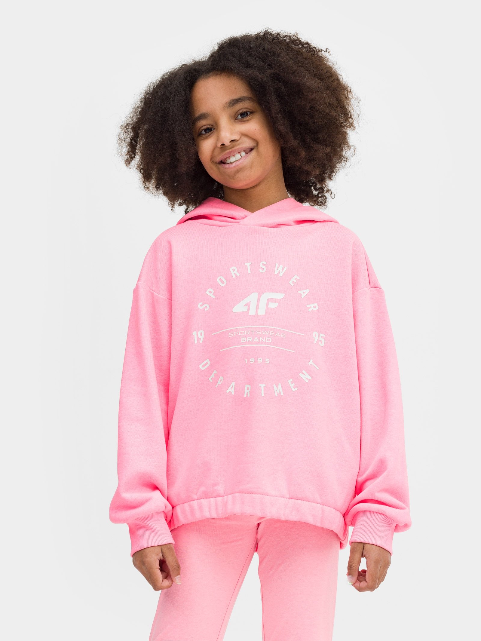 Bluza dresowa nierozpinana z kapturem dziewczęca