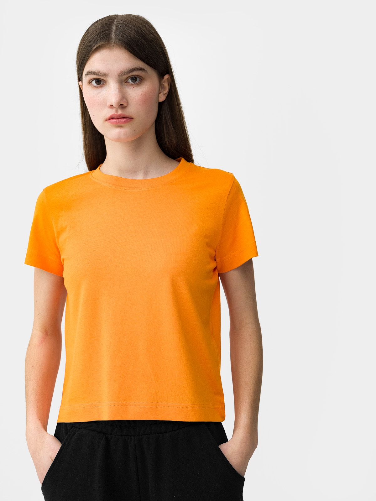 T-shirt regular gładki damski