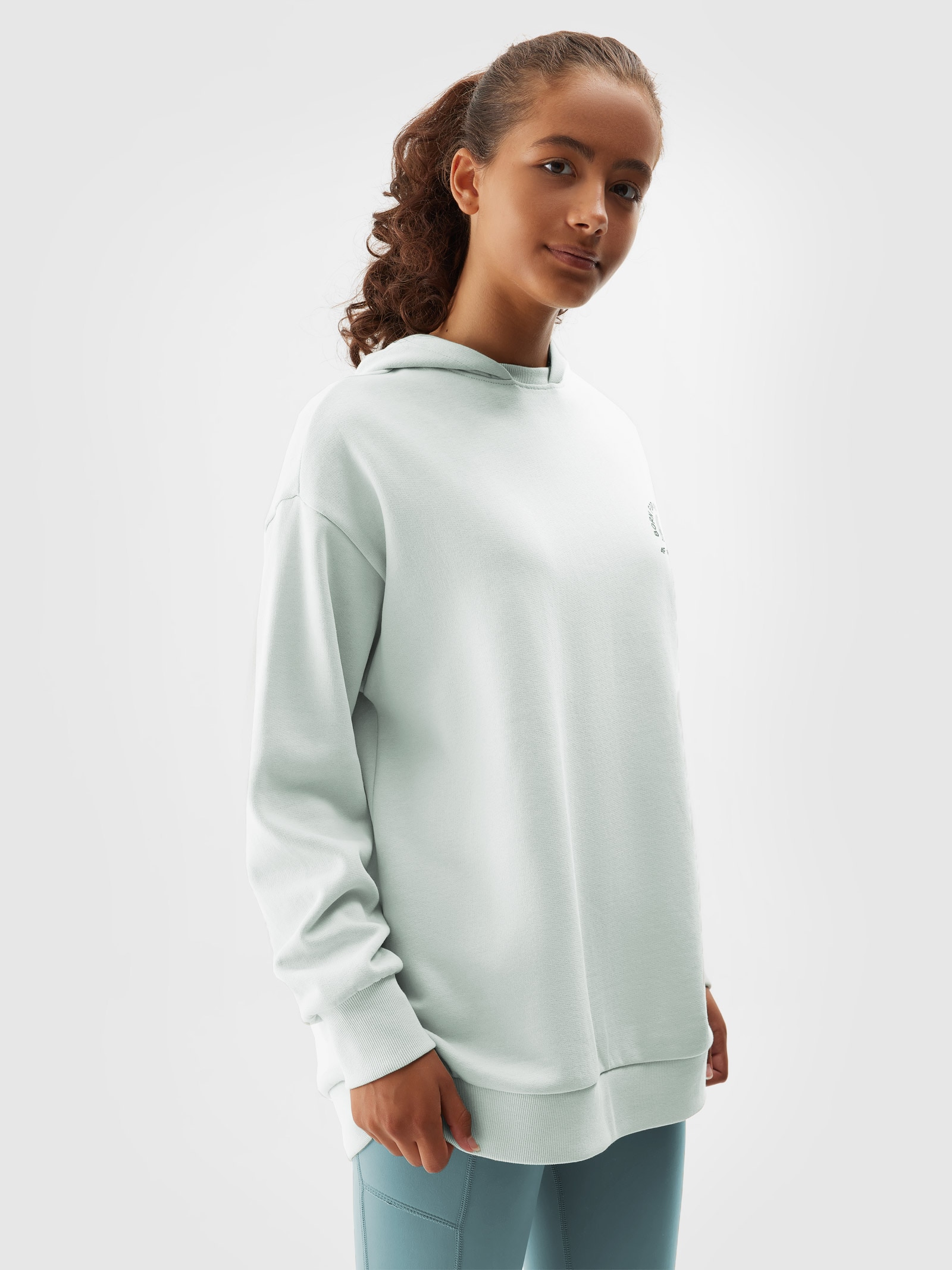 Bluza dresowa nierozpinana z kapturem dziewczęca