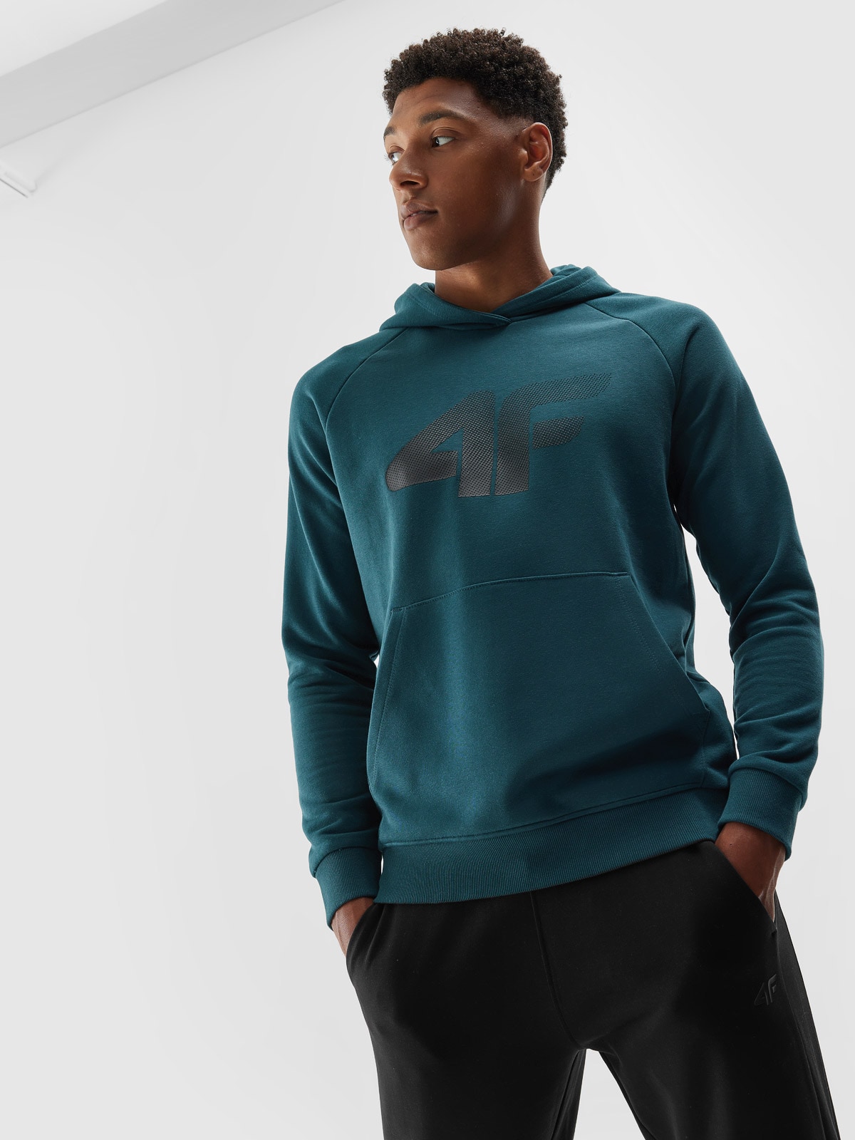 Bluza dresowa z materiałami z recyklingu męska - turkusowa