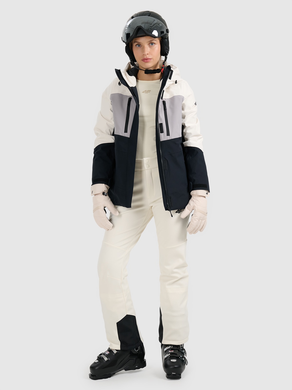 4F Spodnie narciarskie softshell membrana 10000 damskie - beżowe M