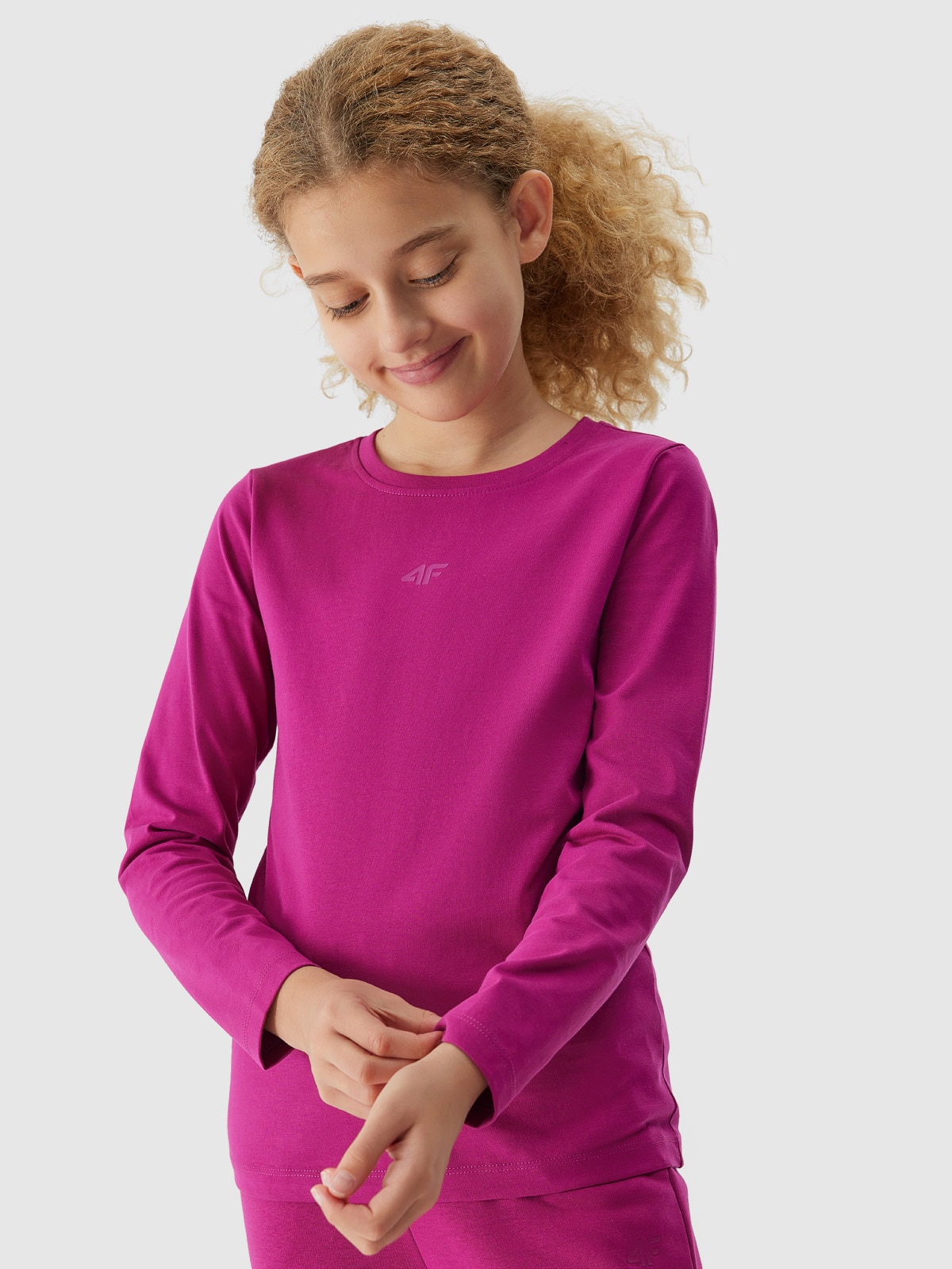 Longsleeve gładki dziewczęcy