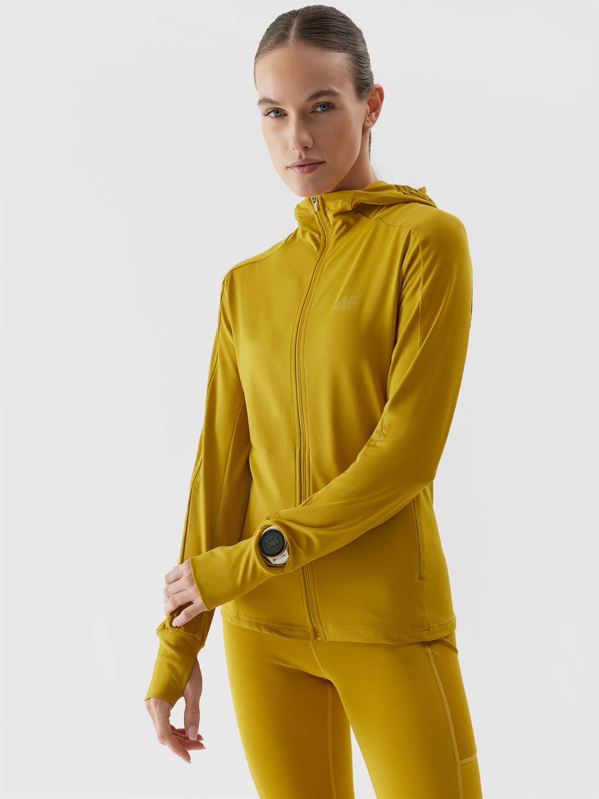 Bluza do biegania rozpinana z kapturem damska