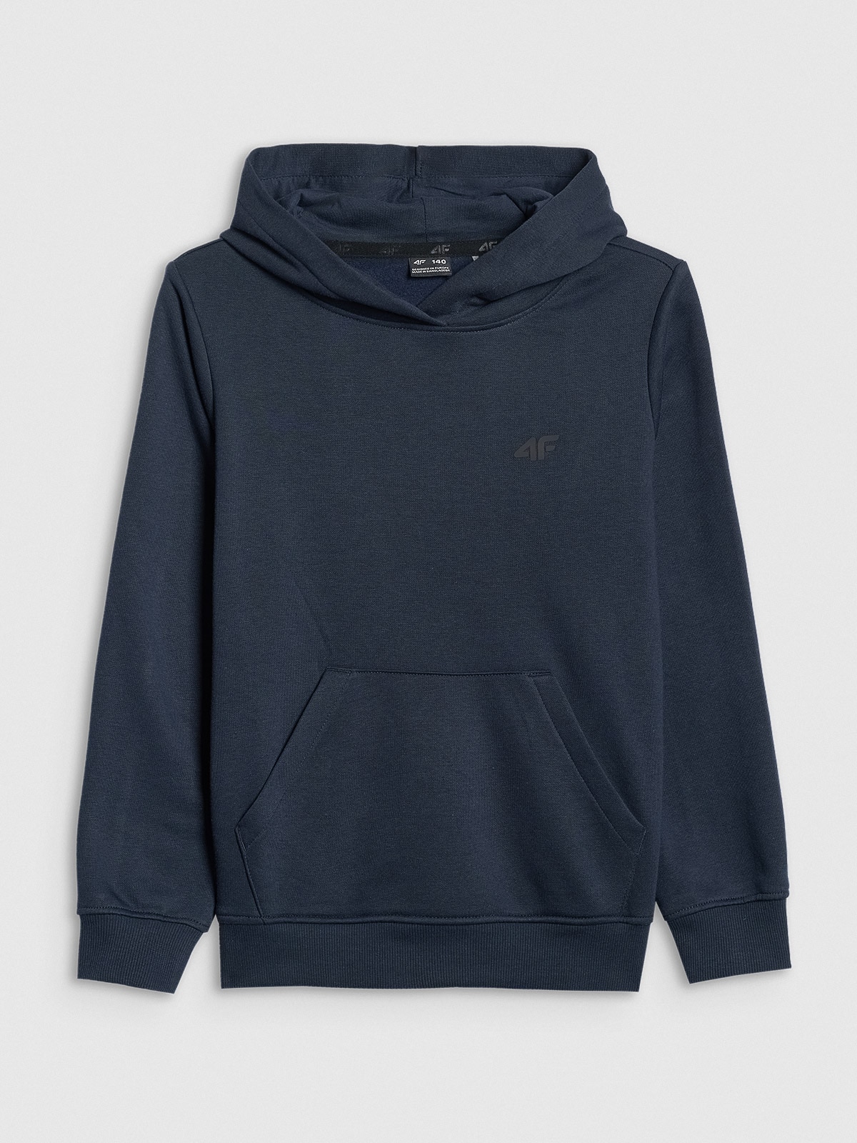 4F Bluza dresowa nierozpinana z kapturem chłopięca - granatowa 134 (8-9 lat)