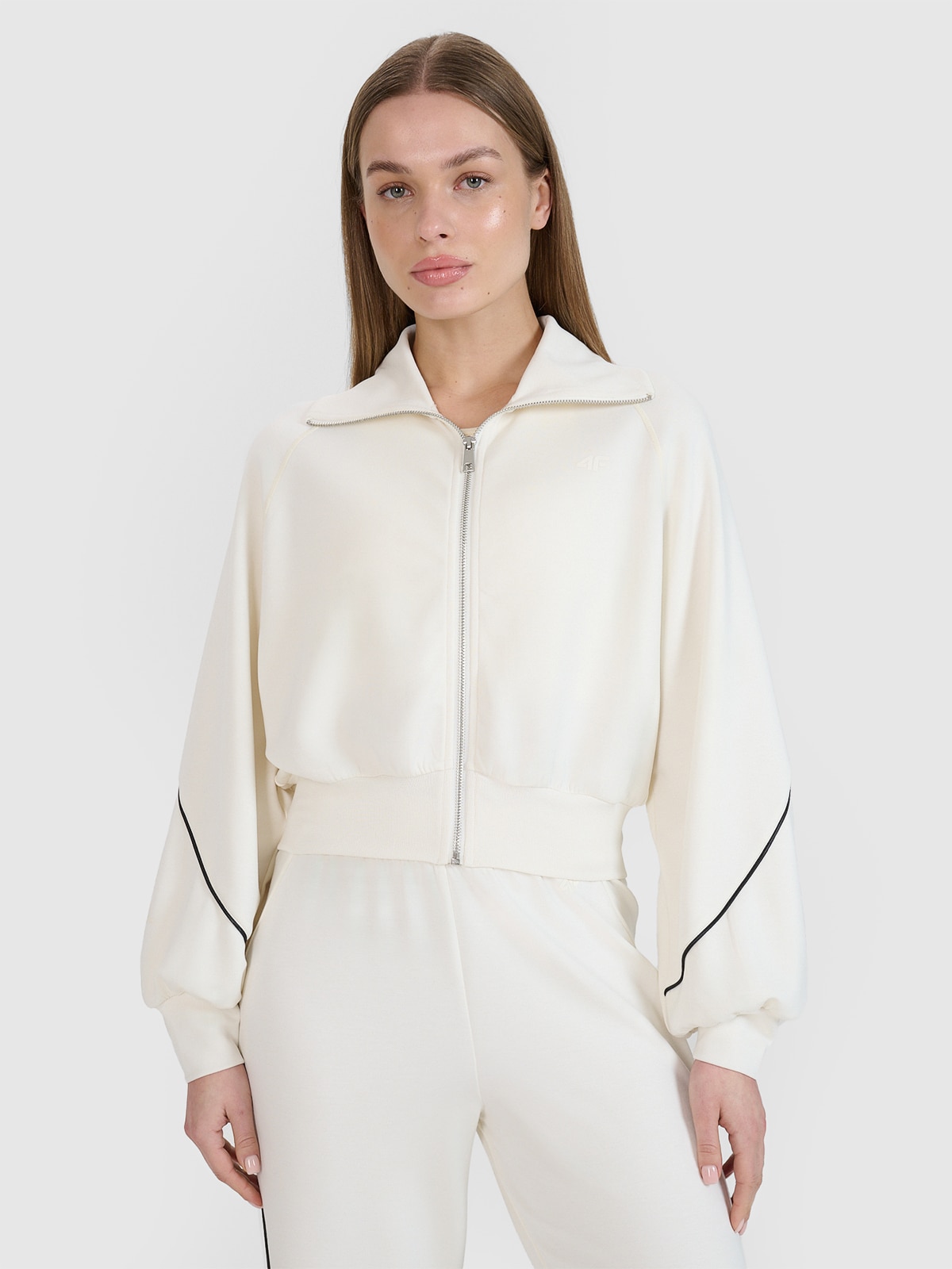 4F Bluza dresowa rozpinana bez kaptura damska 4F x Anna Lewandowska - biała S
