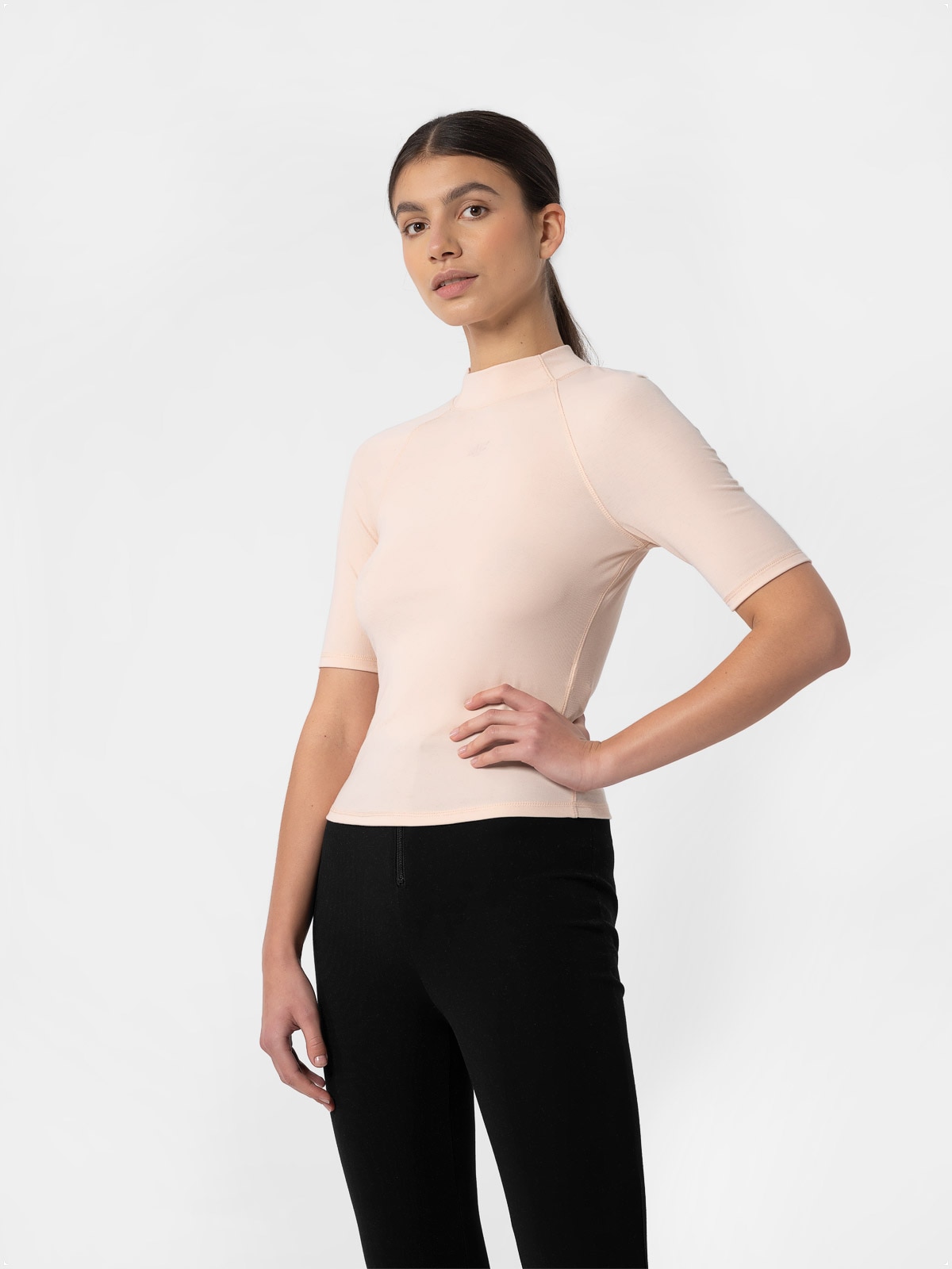 T-shirt slim gładki damski