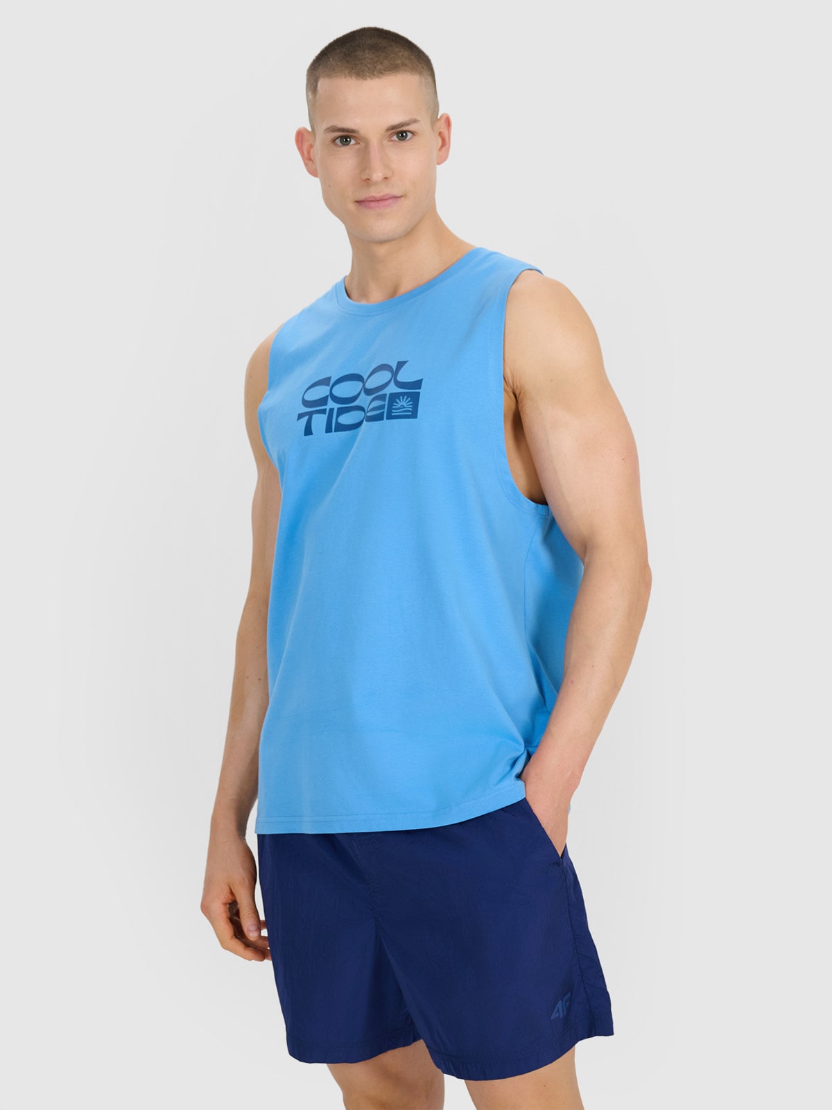 4F Tank top regular męski - niebieski XXL