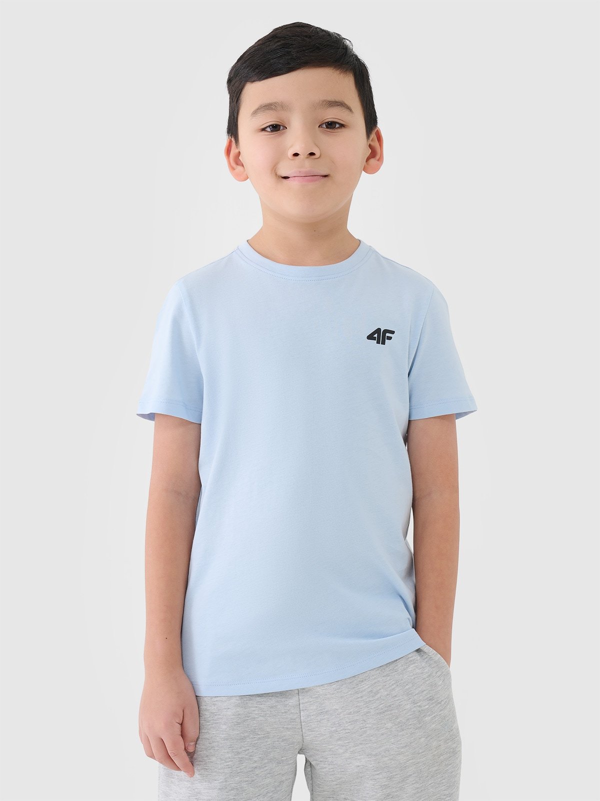 4F T-shirt regular gładki chłopięcy - niebieski 140 (9-10 lat)