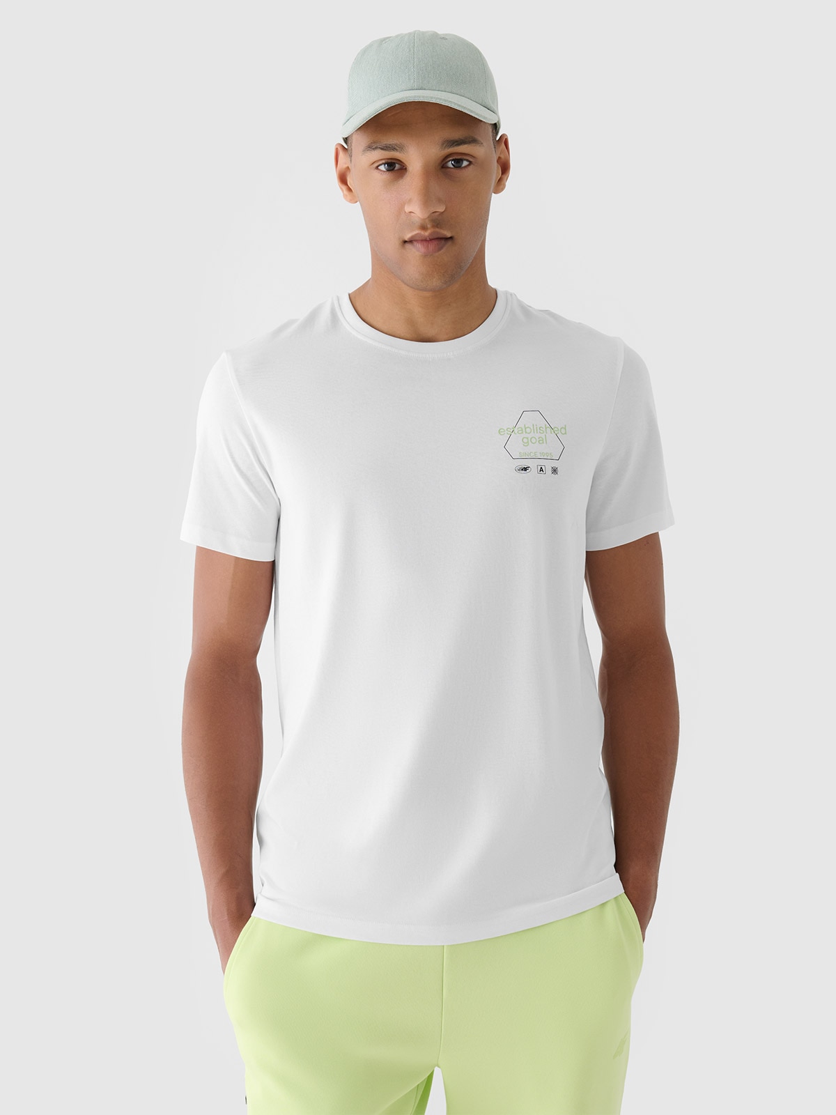 4F T-shirt regular z nadrukiem męski - biały XL