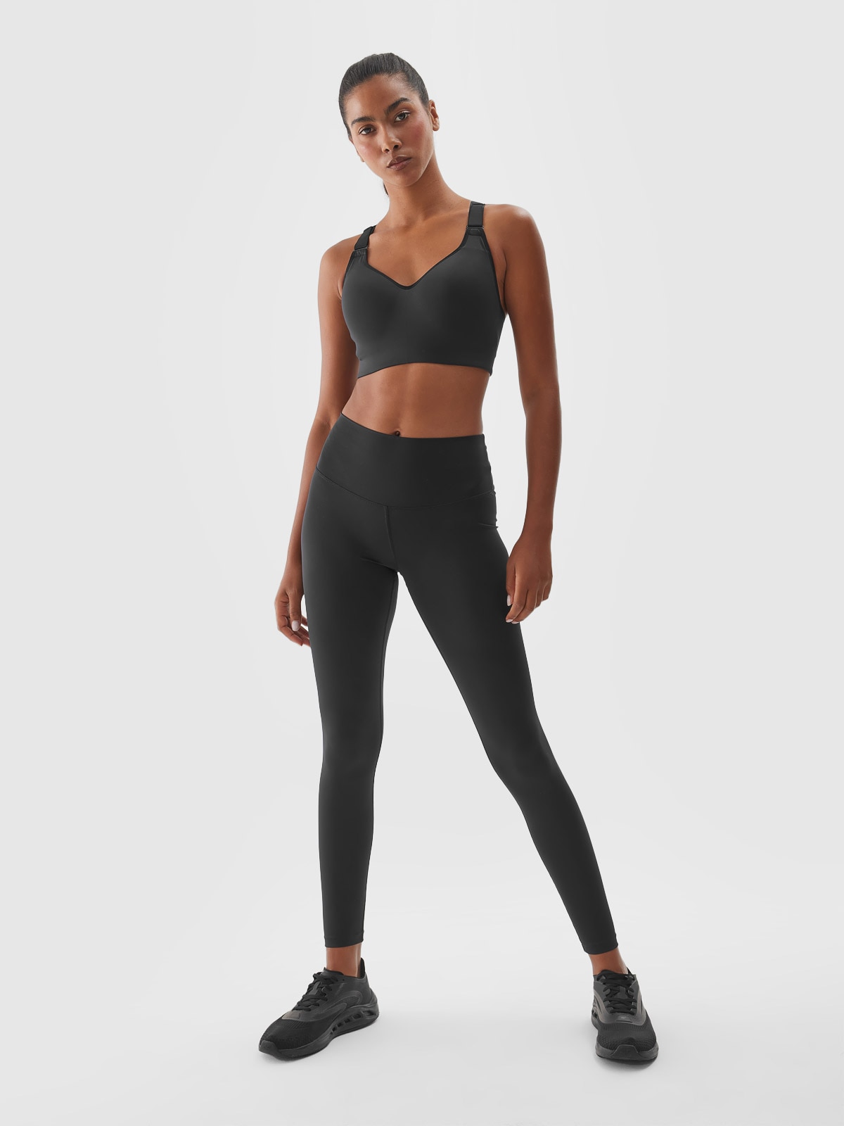 4F Legginsy treningowe z wysokim stanem damskie - czarne XS