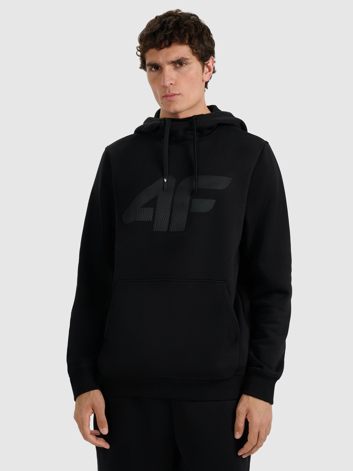4F Bluza dresowa nierozpinana z kapturem męska - czarna XL