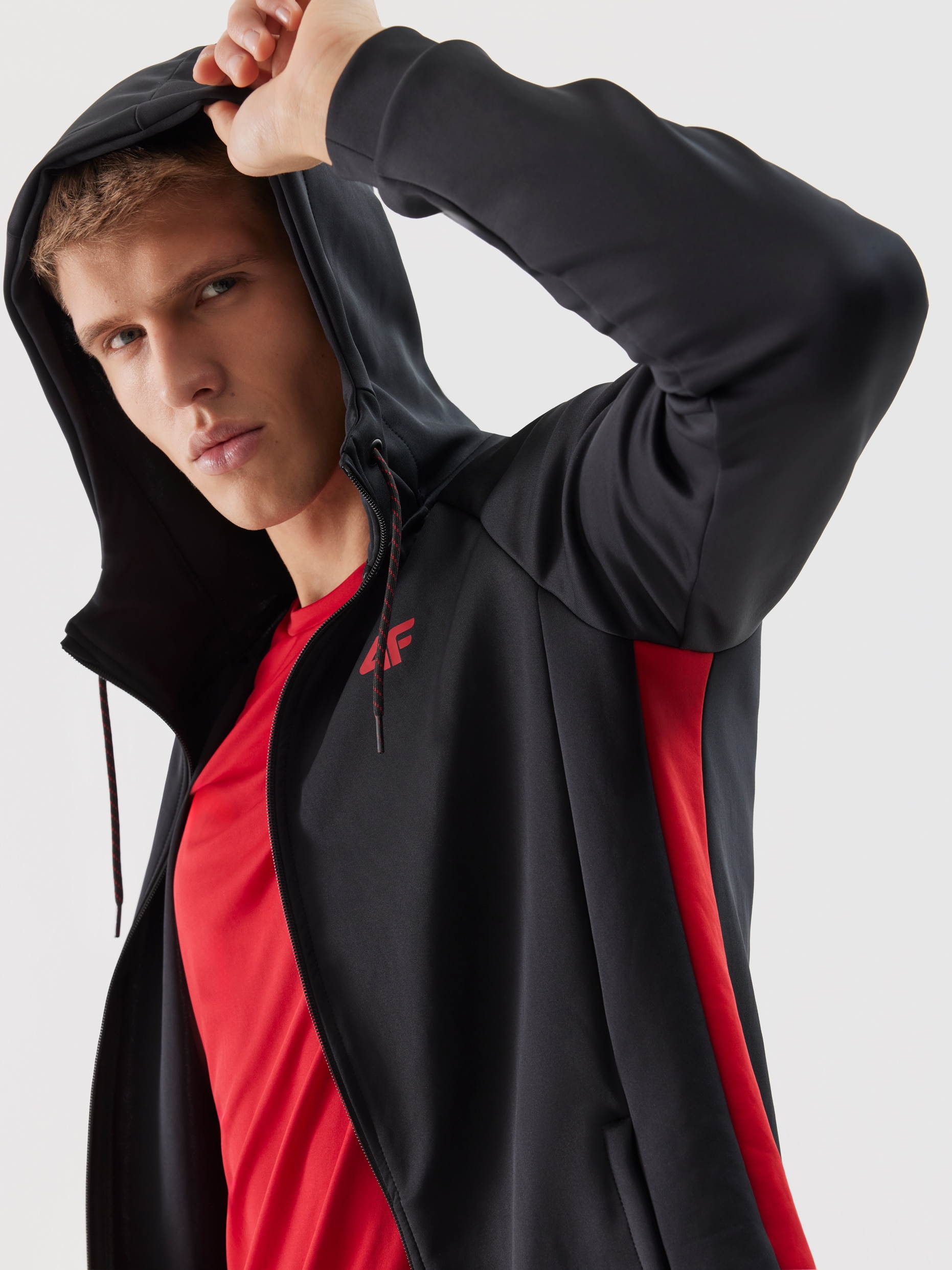 Bluza treningowa rozpinana z kapturem męska - czarna