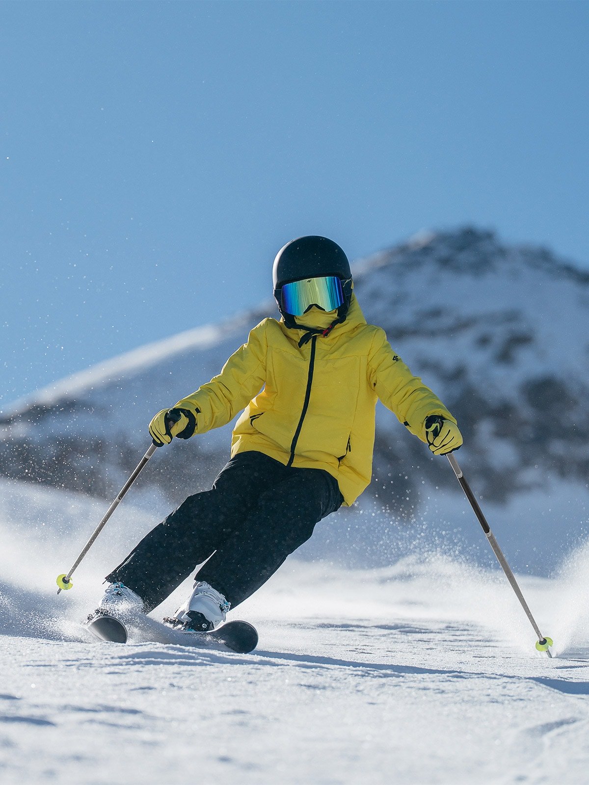 4F Kurtka narciarska membrana 10000 chłopięca - żółta 140 (9-10 lat)