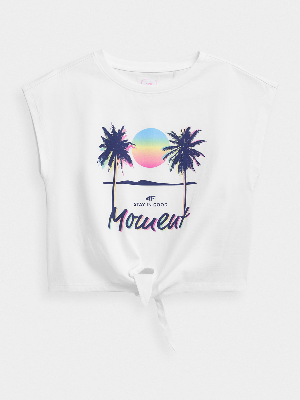 T-shirt crop-top z nadrukiem dziewczęcy